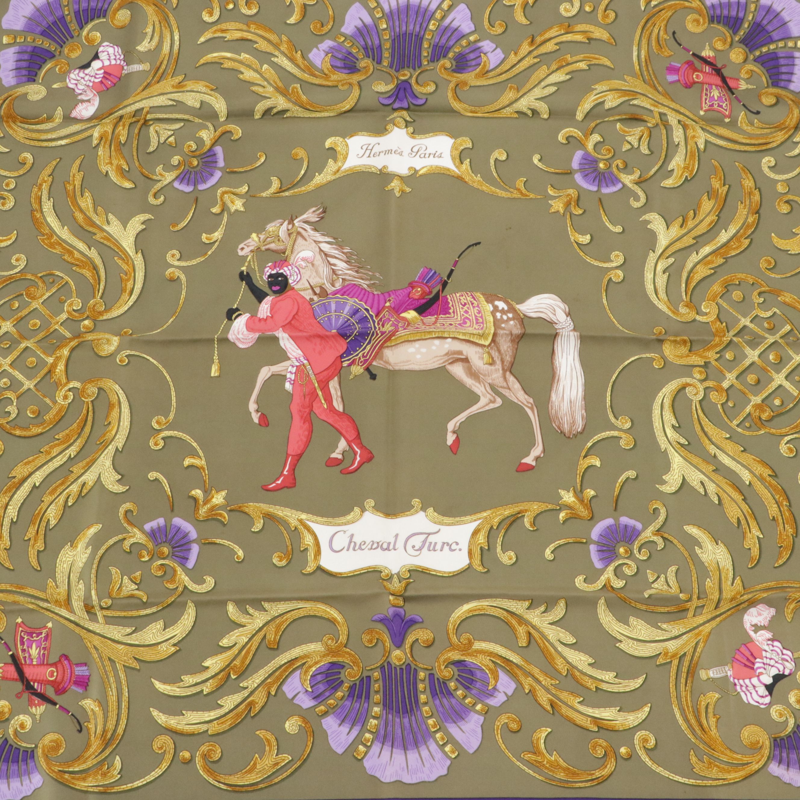 Hermès "Cheval Turc" Silk Twill Scarf 90