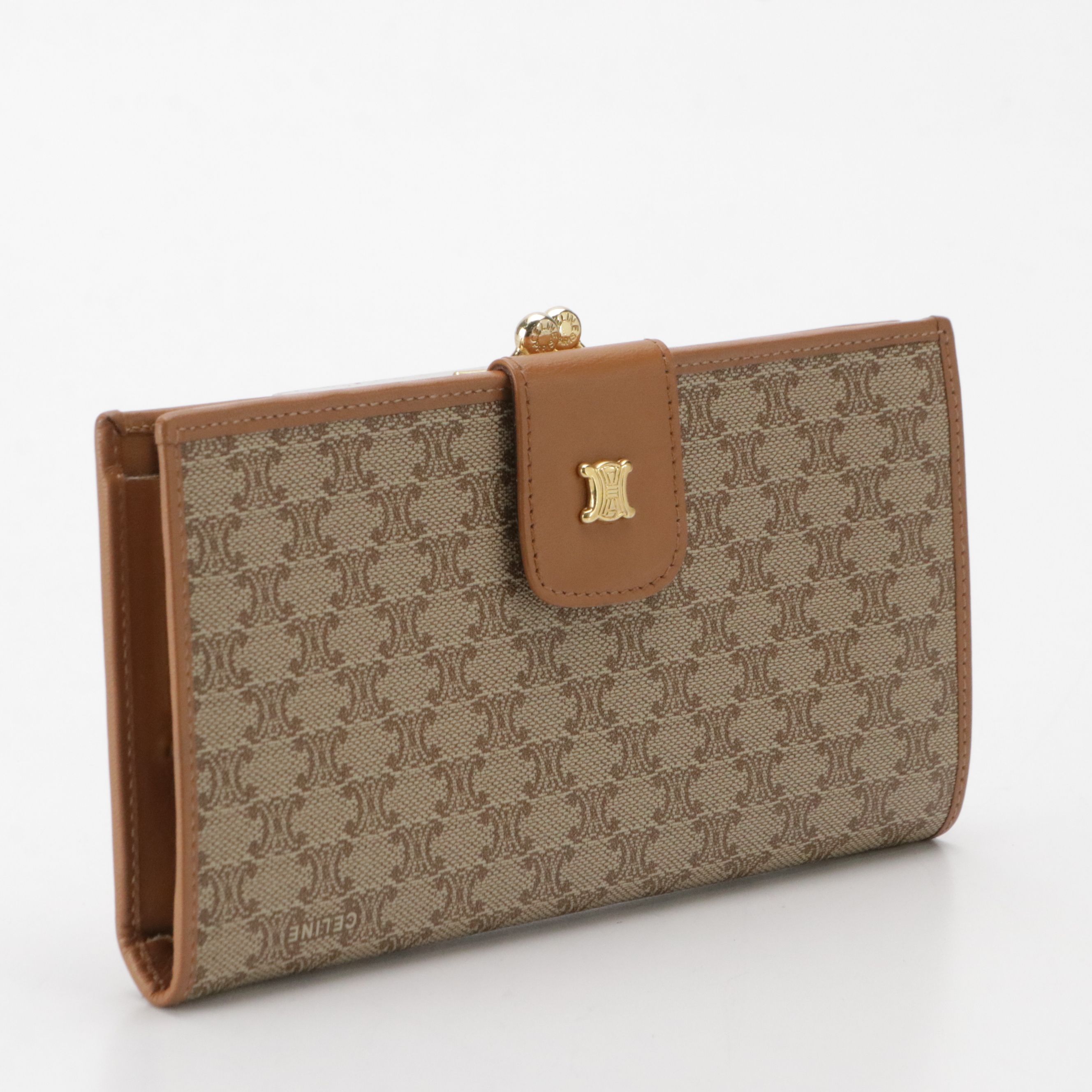 Celine Long Wallet in Beige Macadam Canvas and Leather
