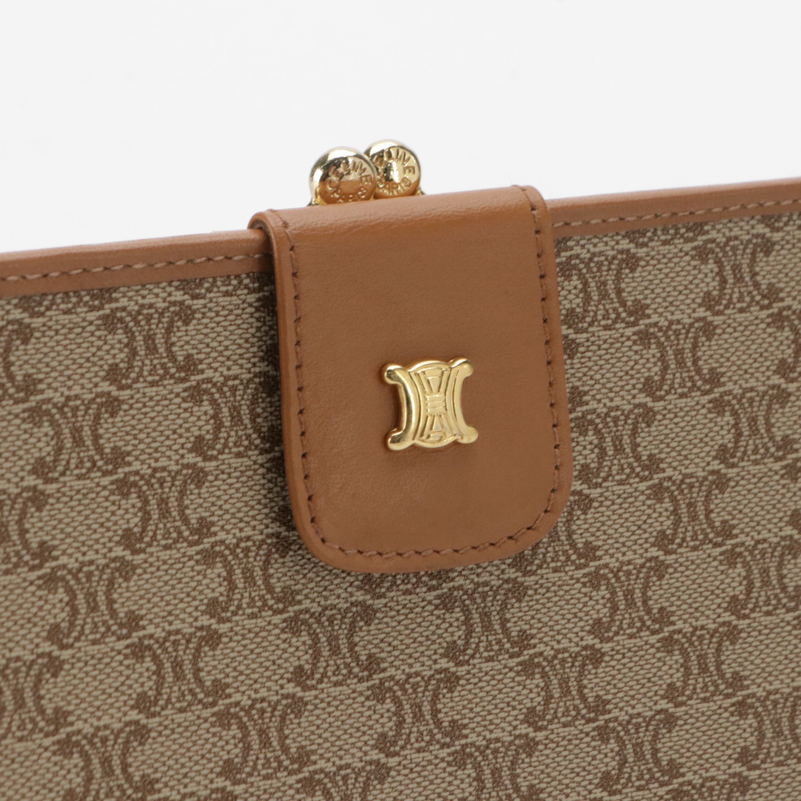 Celine Long Wallet in Beige Macadam Canvas and Leather