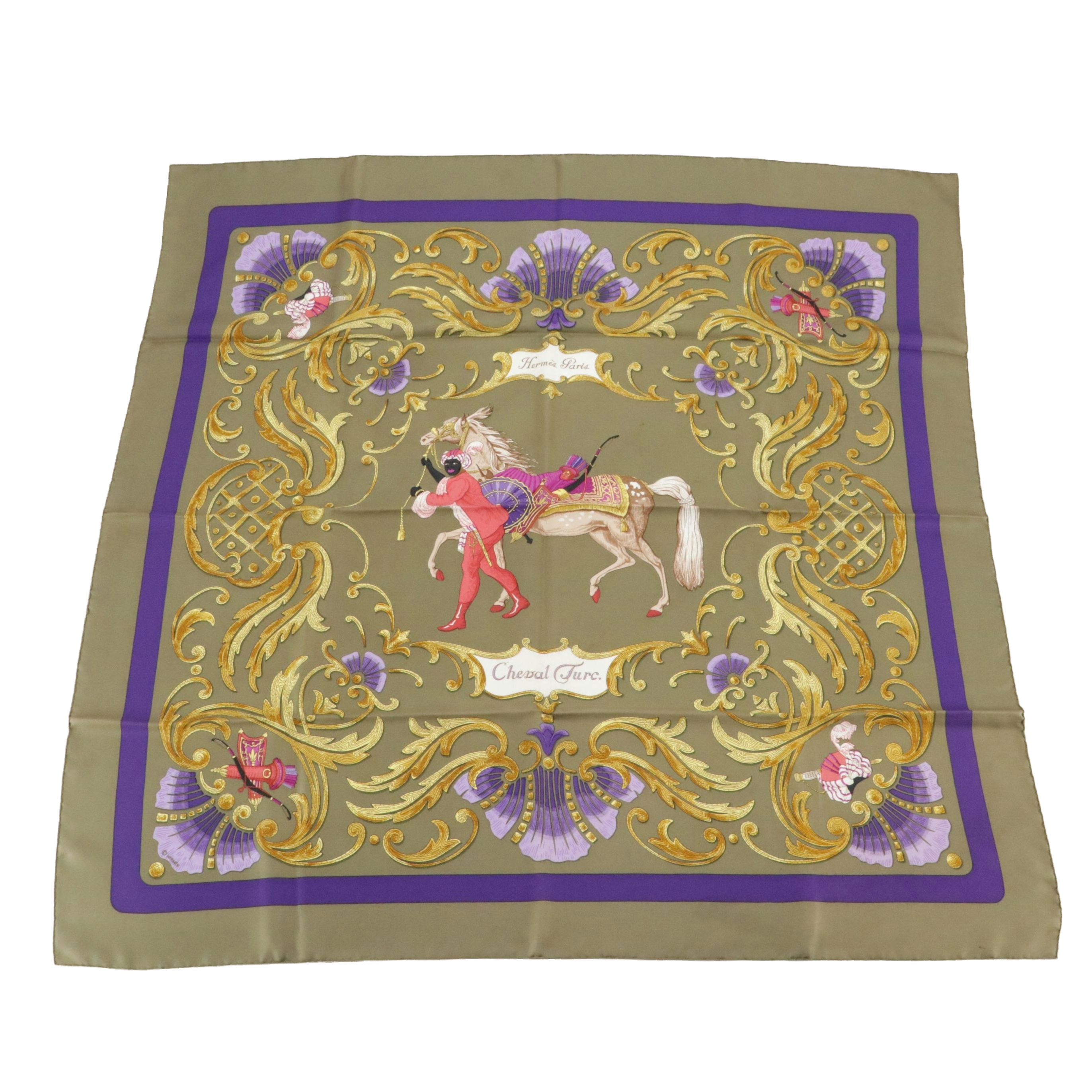 Hermès "Cheval Turc" Silk Twill Scarf 90