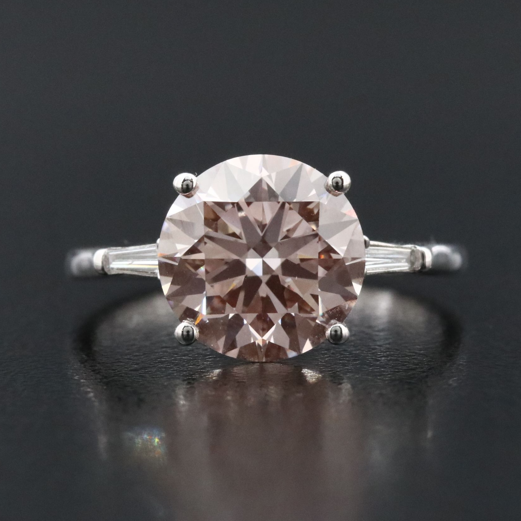 14K 3.42 CTW Lab Grown Diamond Ring with Fancy Pink Center