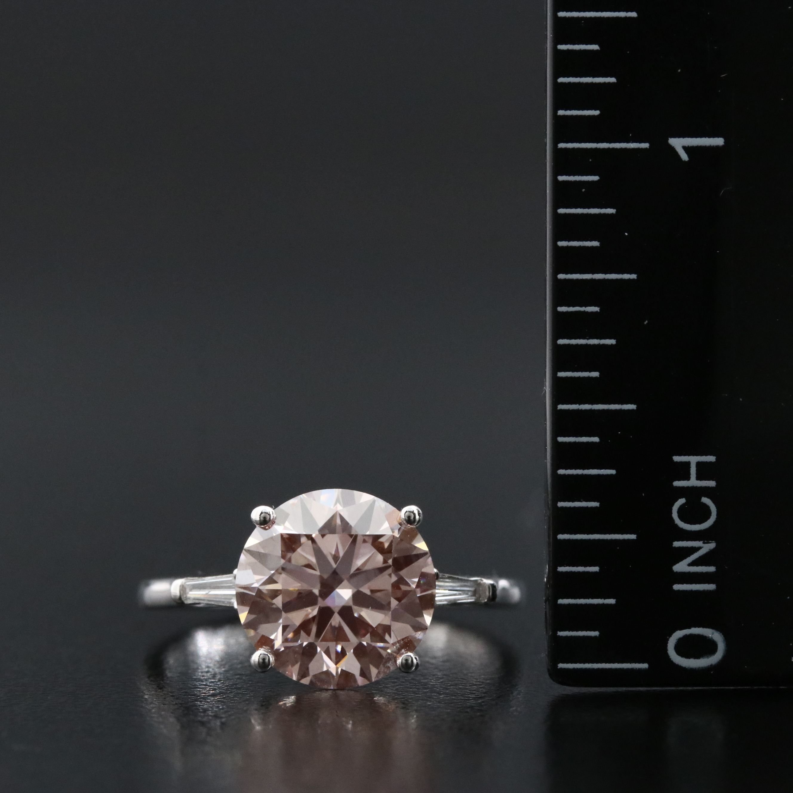 14K 3.42 CTW Lab Grown Diamond Ring with Fancy Pink Center