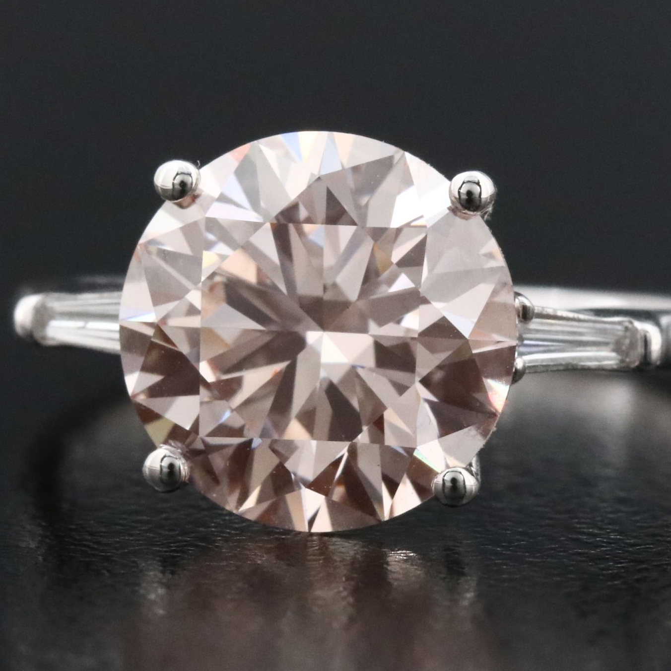 14K 3.42 CTW Lab Grown Diamond Ring with Fancy Pink Center