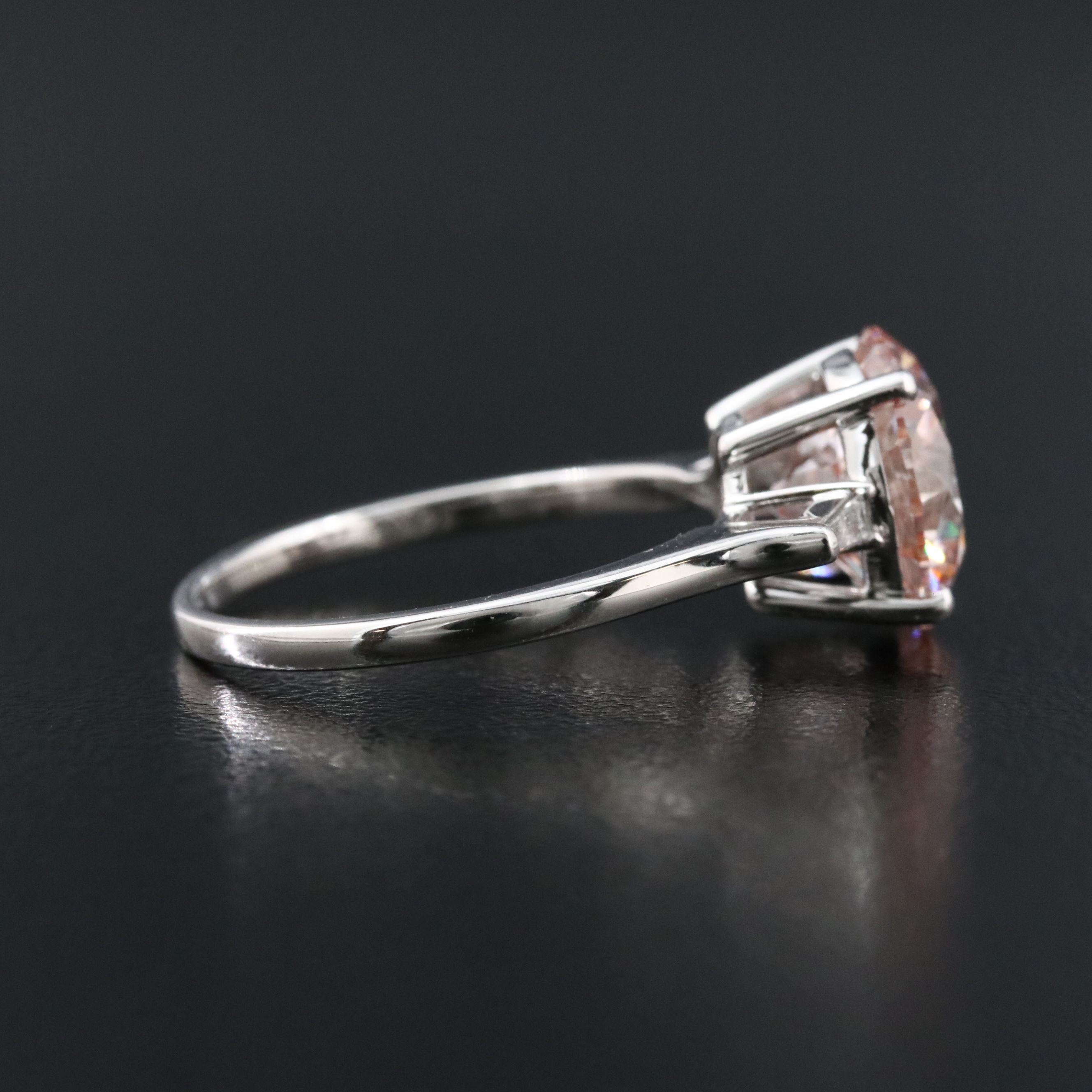 14K 3.42 CTW Lab Grown Diamond Ring with Fancy Pink Center