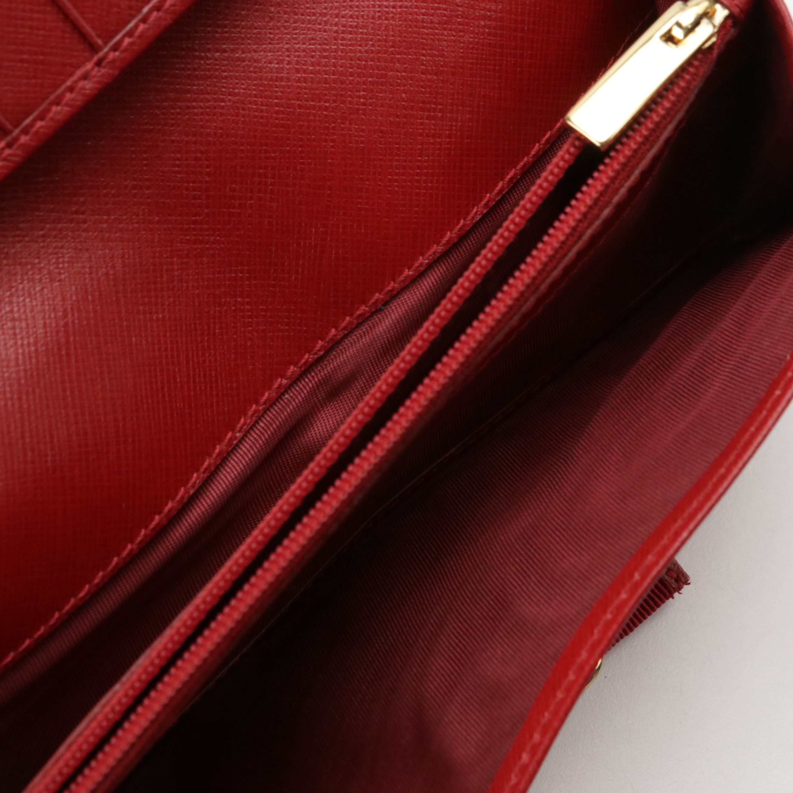 Salvatore Ferragamo Vara Bow Continental Wallet in Red Saffiano Leather