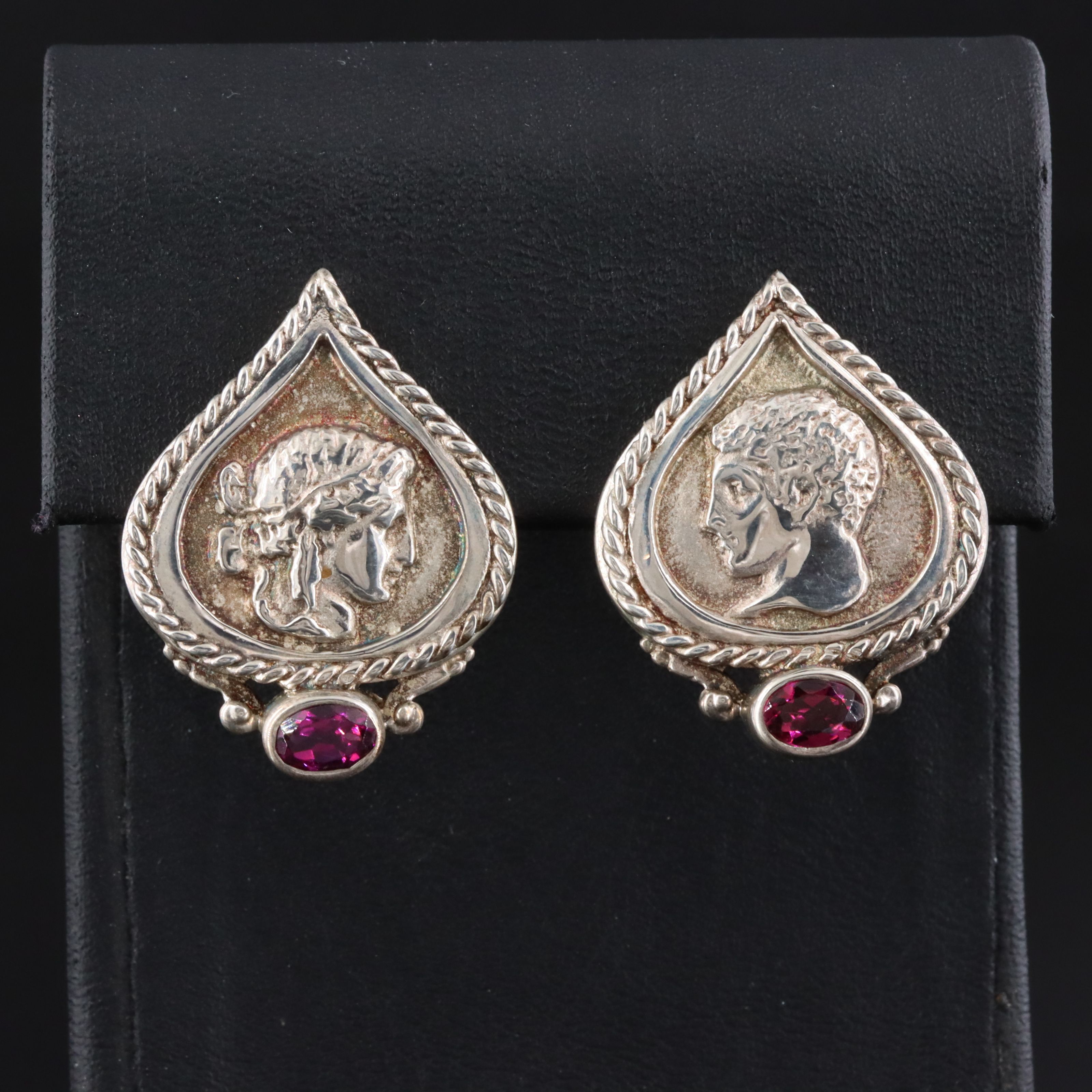 SeidenGang Sterling Rhodolite Garnet Neoclassical Earrings