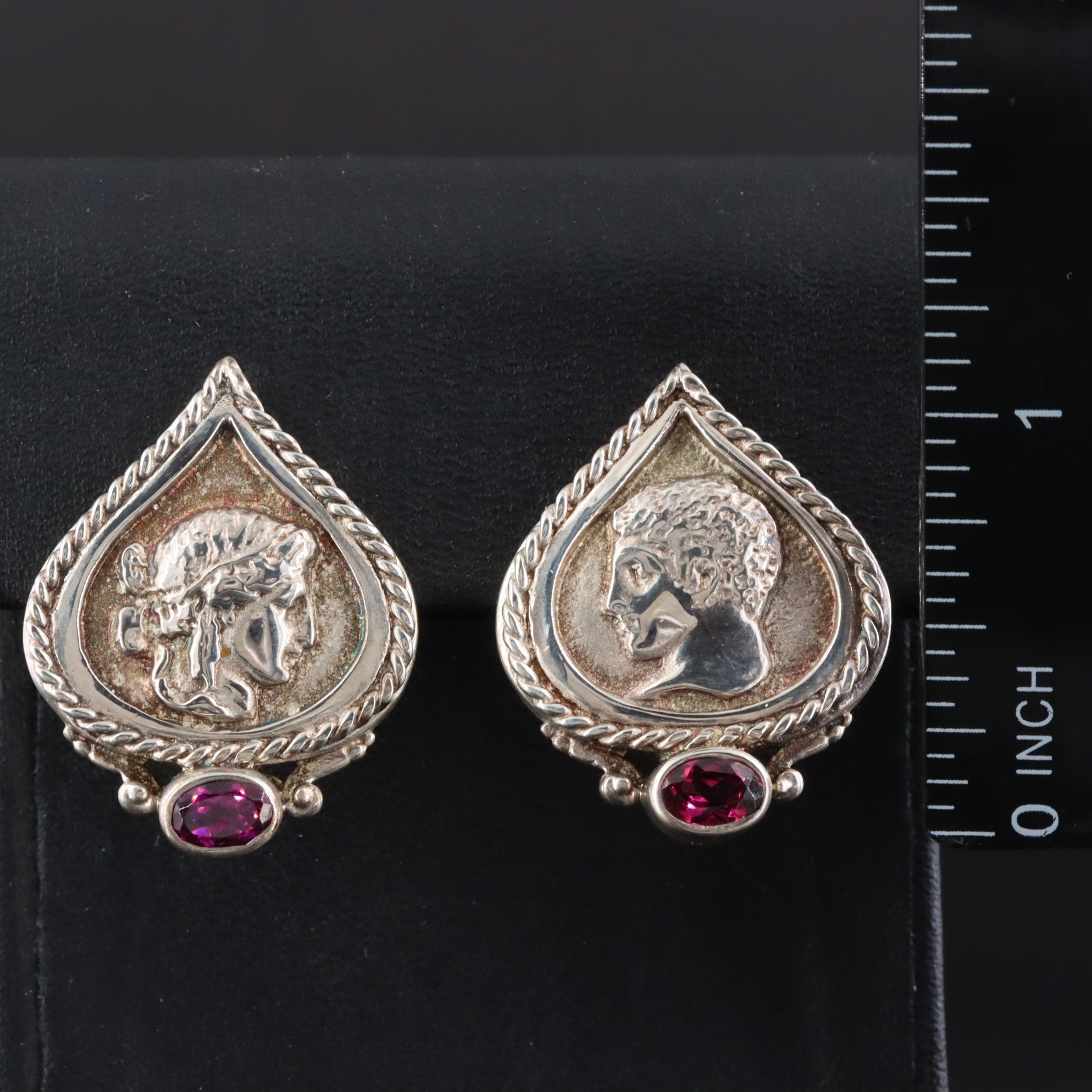 SeidenGang Sterling Rhodolite Garnet Neoclassical Earrings
