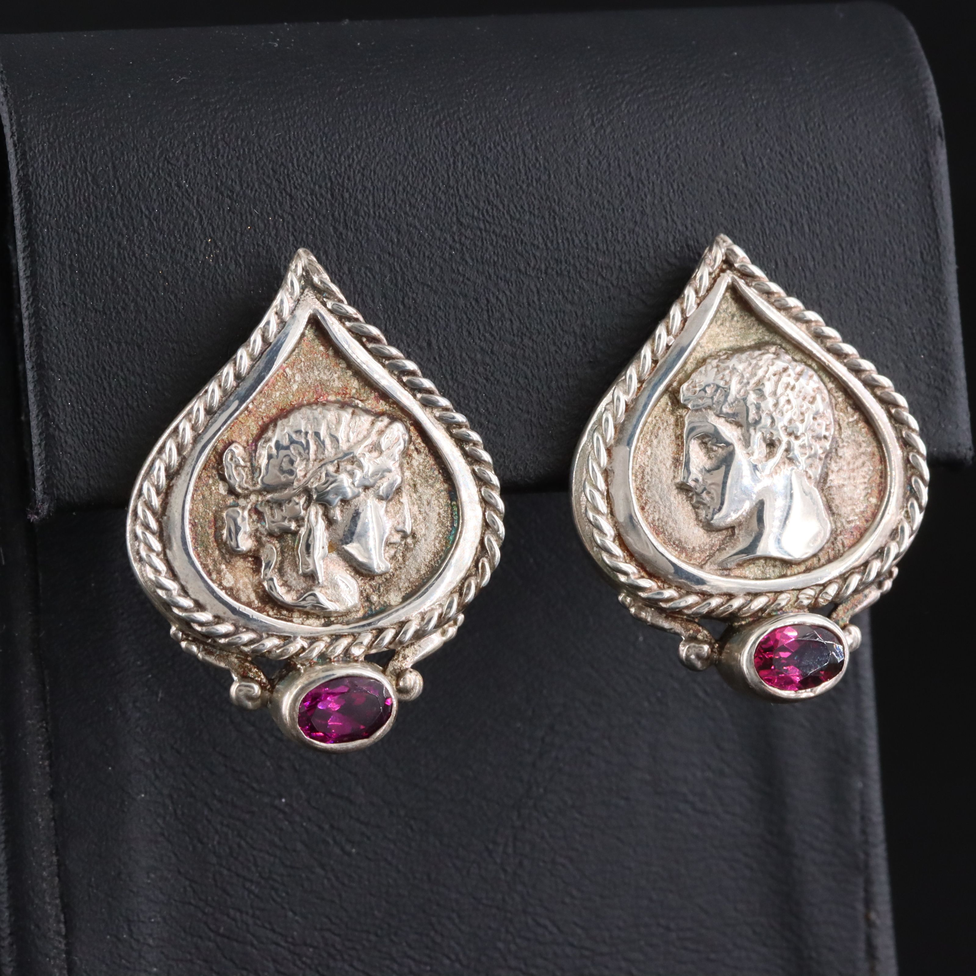 SeidenGang Sterling Rhodolite Garnet Neoclassical Earrings