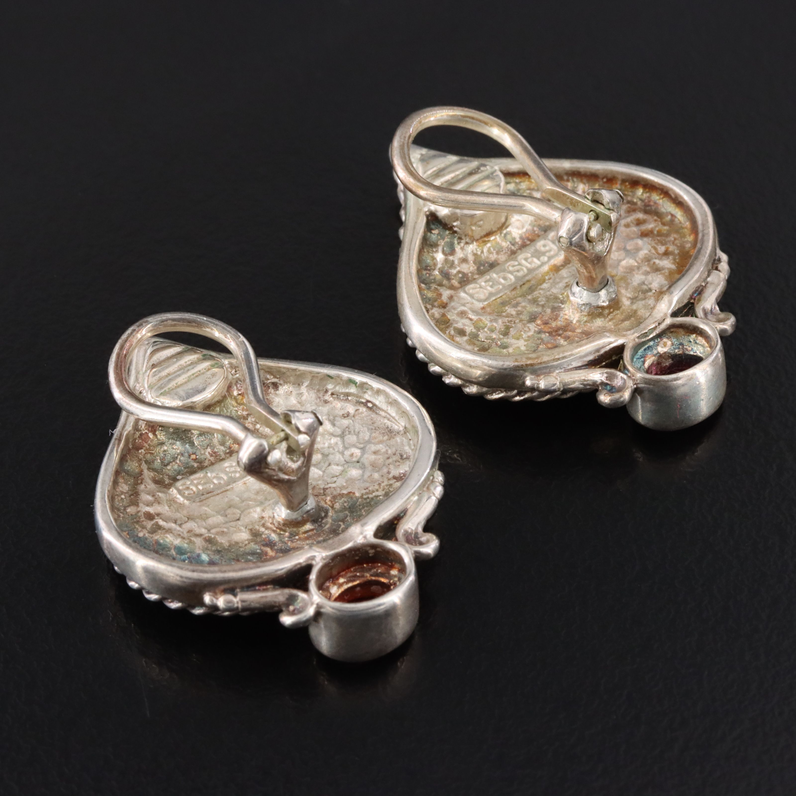 SeidenGang Sterling Rhodolite Garnet Neoclassical Earrings