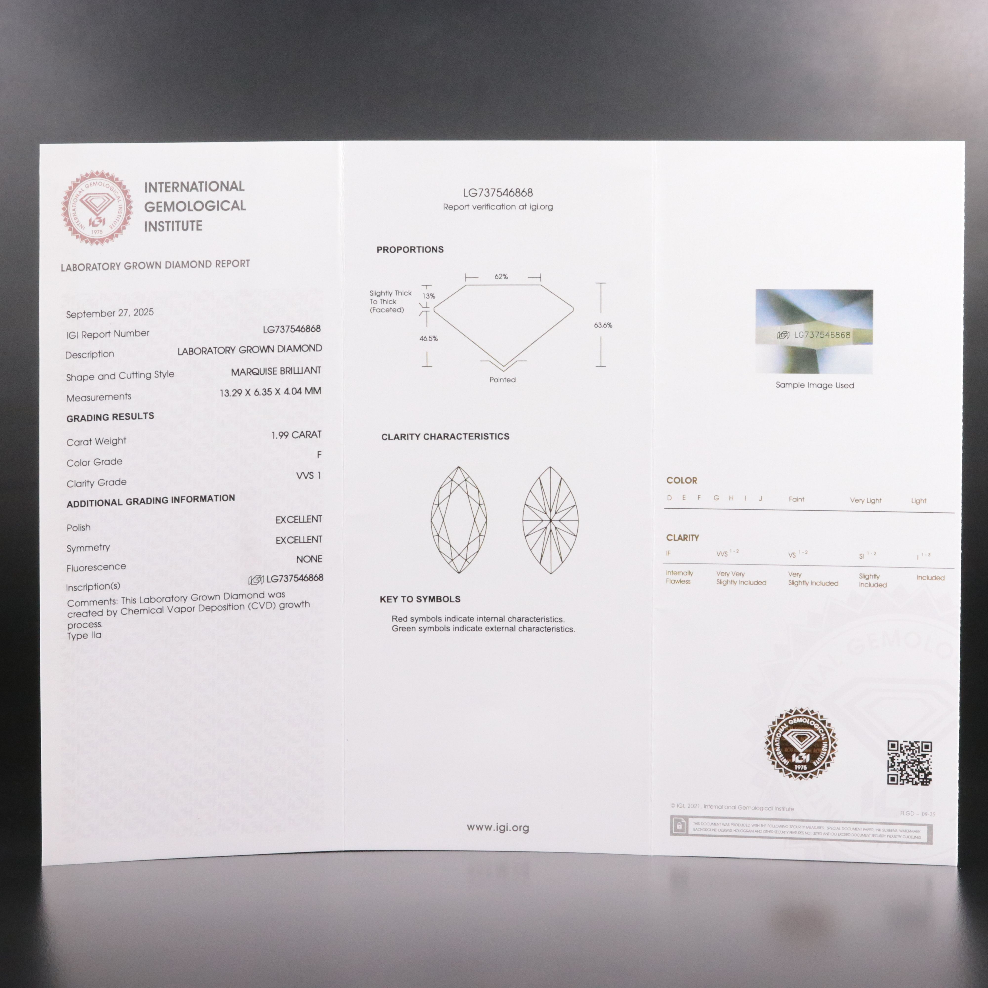 18K 2.50 CTW Lab Grown Diamond Ring with IGI Report