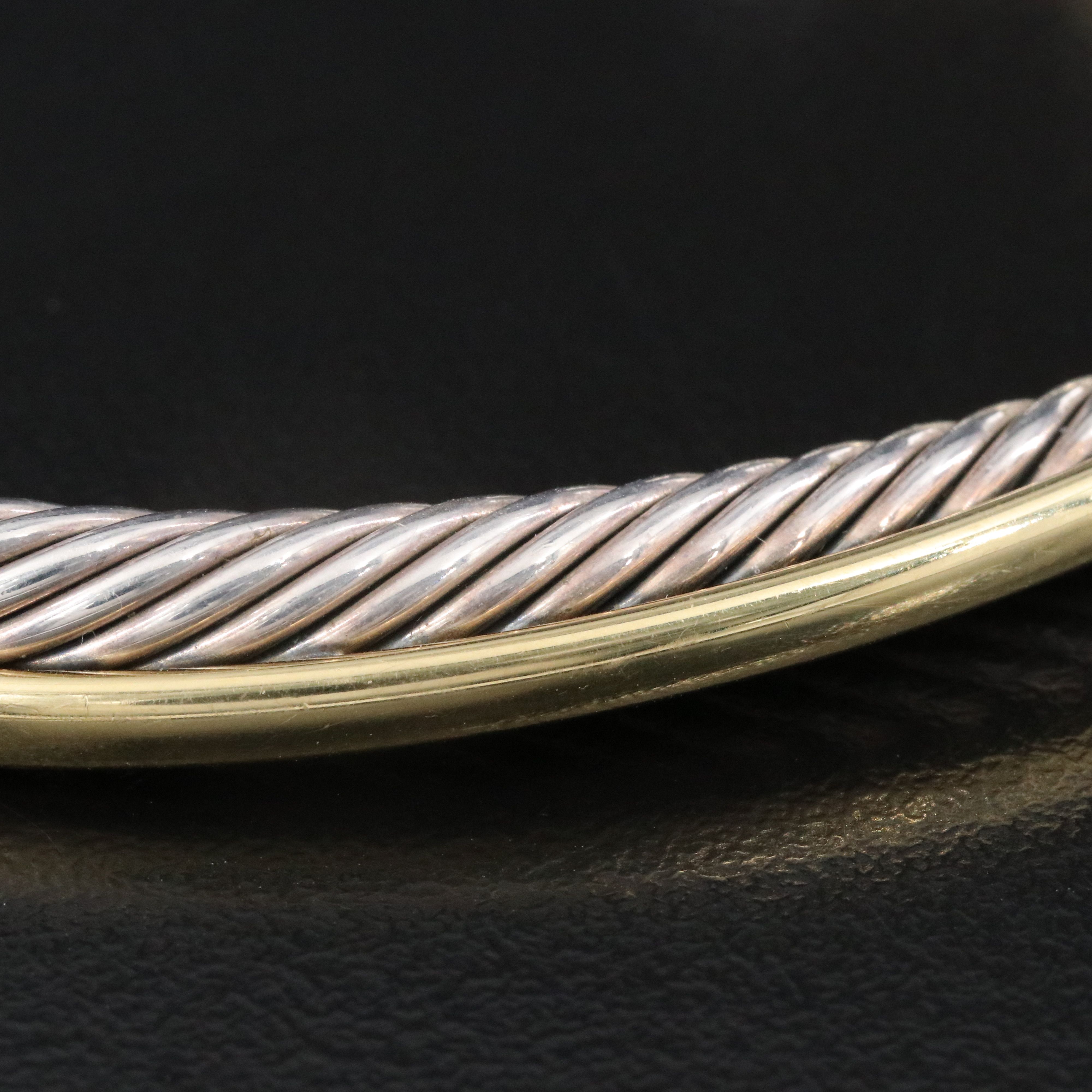 David Yurman Crossover Sterling and 18K Bonded Cable Cuff  Bracelet