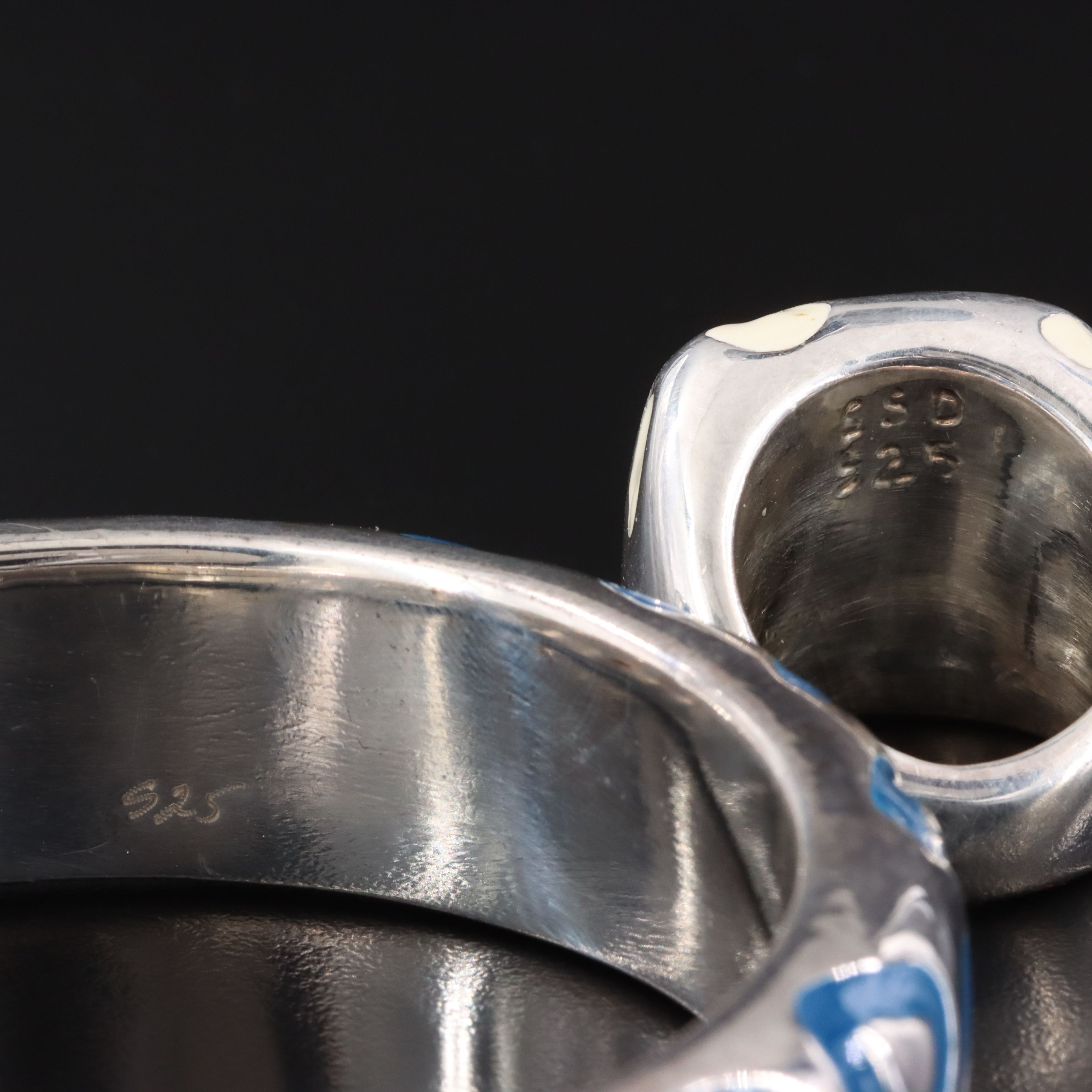 Sterling Electroformed Enamel Bangle Bracelet and Simon Sebbag Design Ring