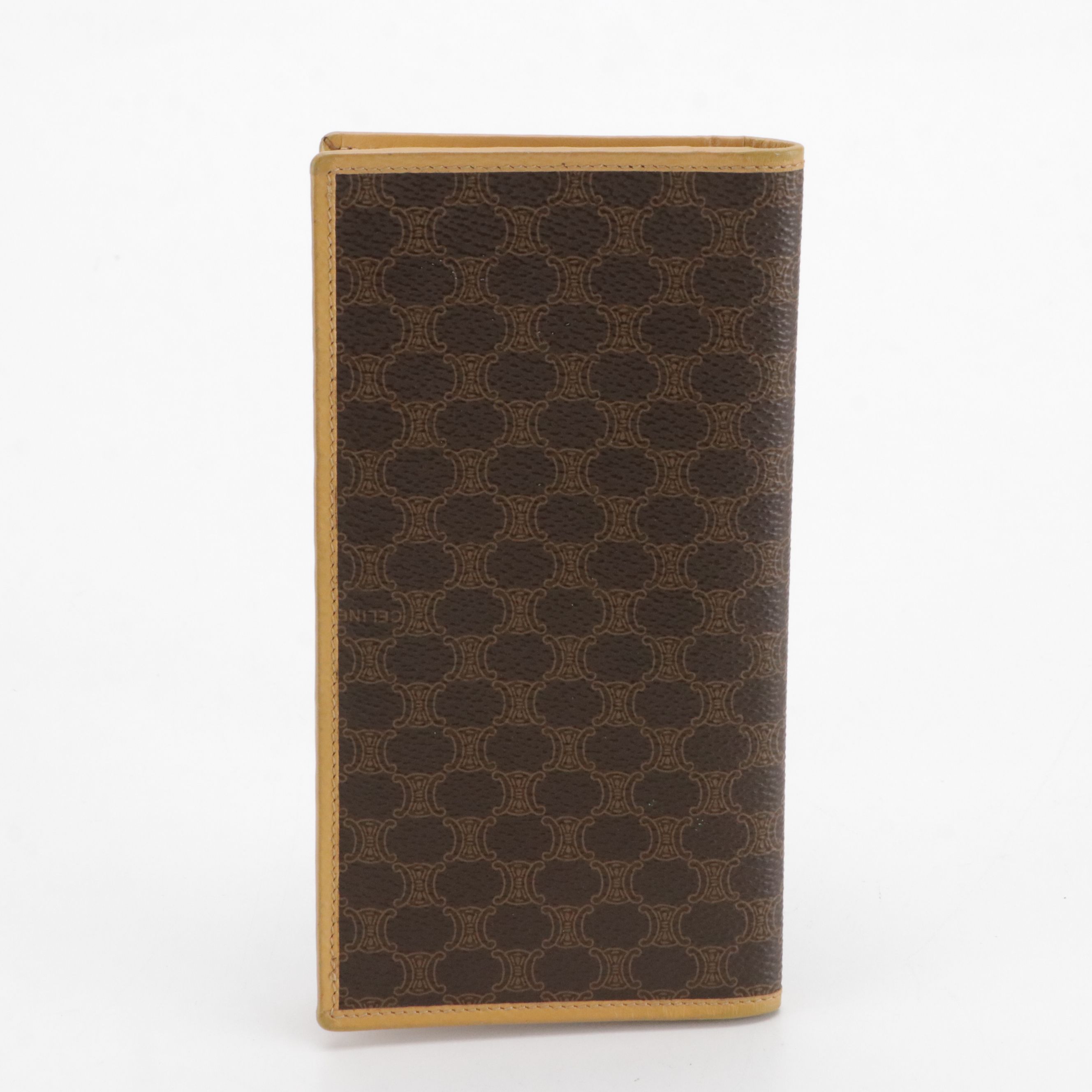 Celine Long Bifold Wallet in Dark Brown Macadam Canvas and Leather Trim