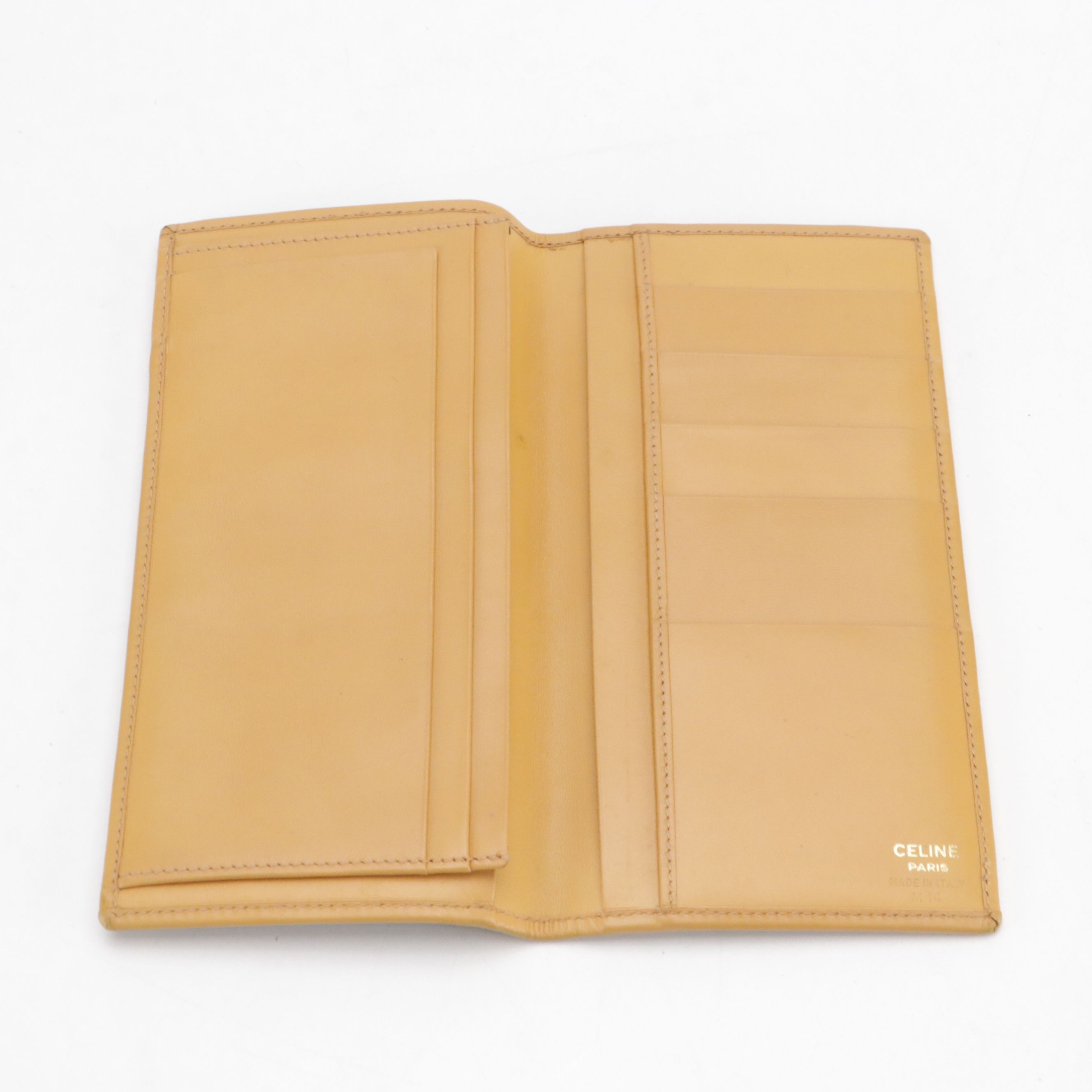 Celine Long Bifold Wallet in Dark Brown Macadam Canvas and Leather Trim