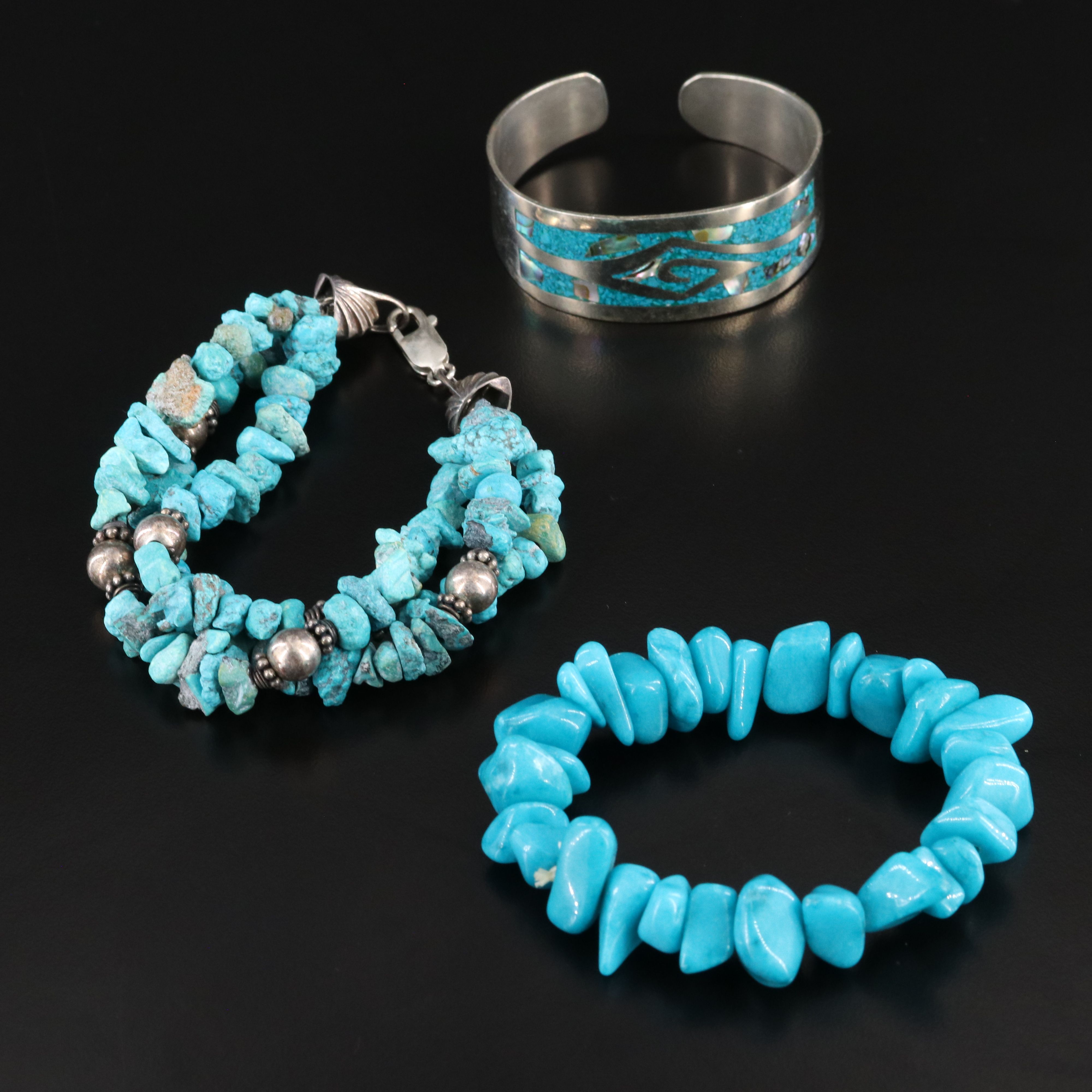 Bracelets Including Mexican Inlay and Sterling