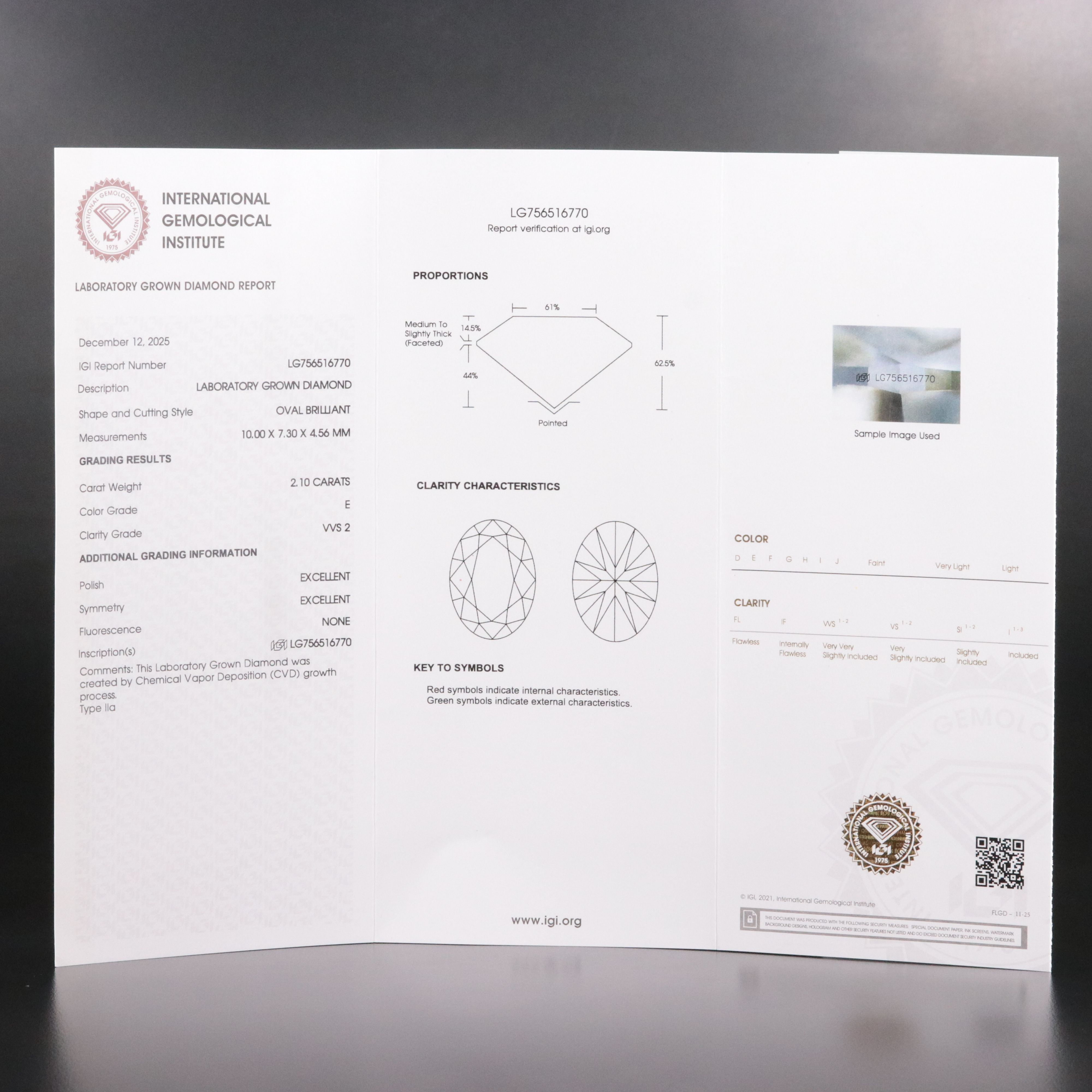 18K 3.29 CTW Lab Grown Diamond Ring with IGI Report