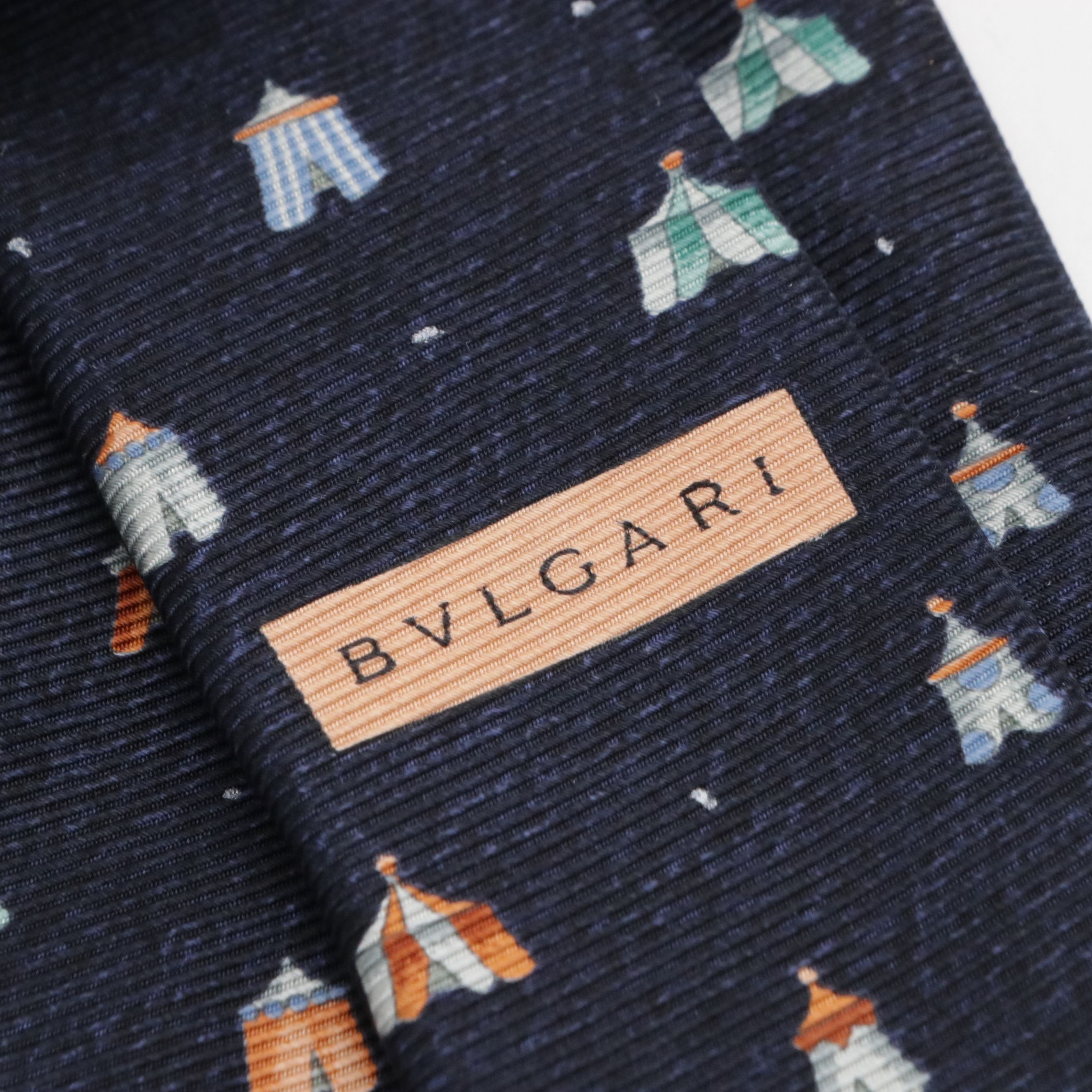 BVLGARI Circus Tent Printed Silk Hand-Stitched Necktie