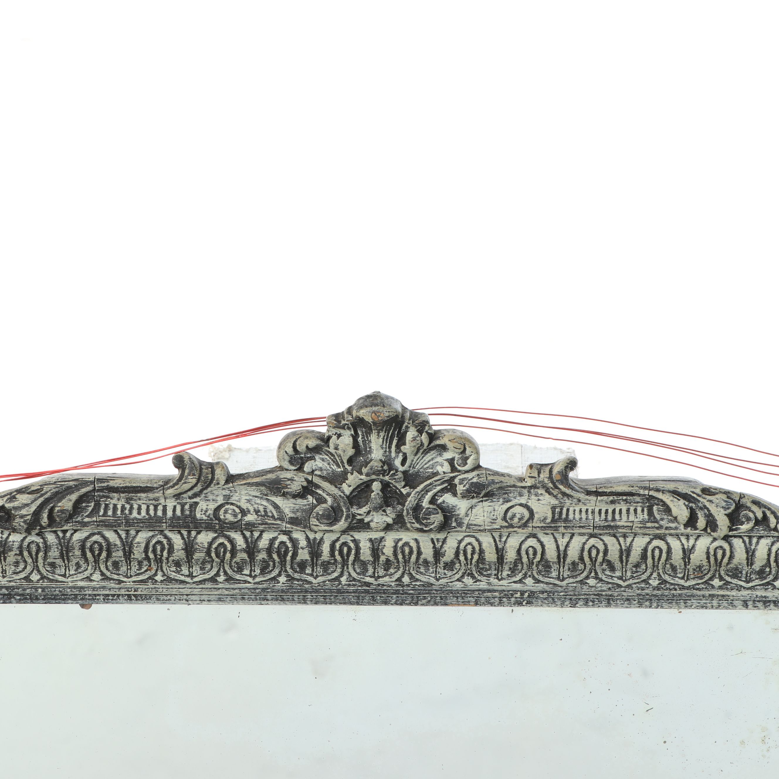 Neoclassical Style Sideboard Buffet Distress-Painted Mirror