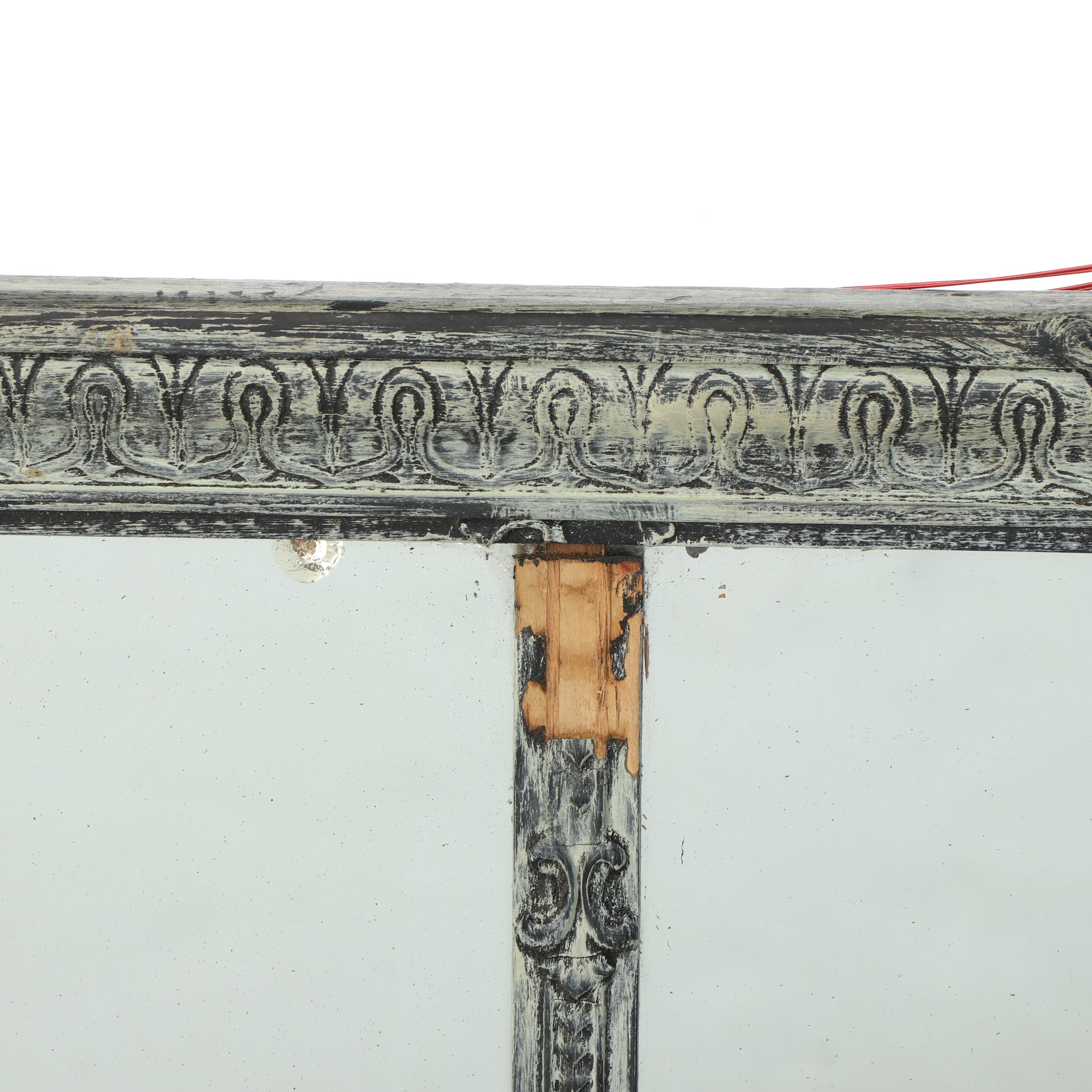 Neoclassical Style Sideboard Buffet Distress-Painted Mirror