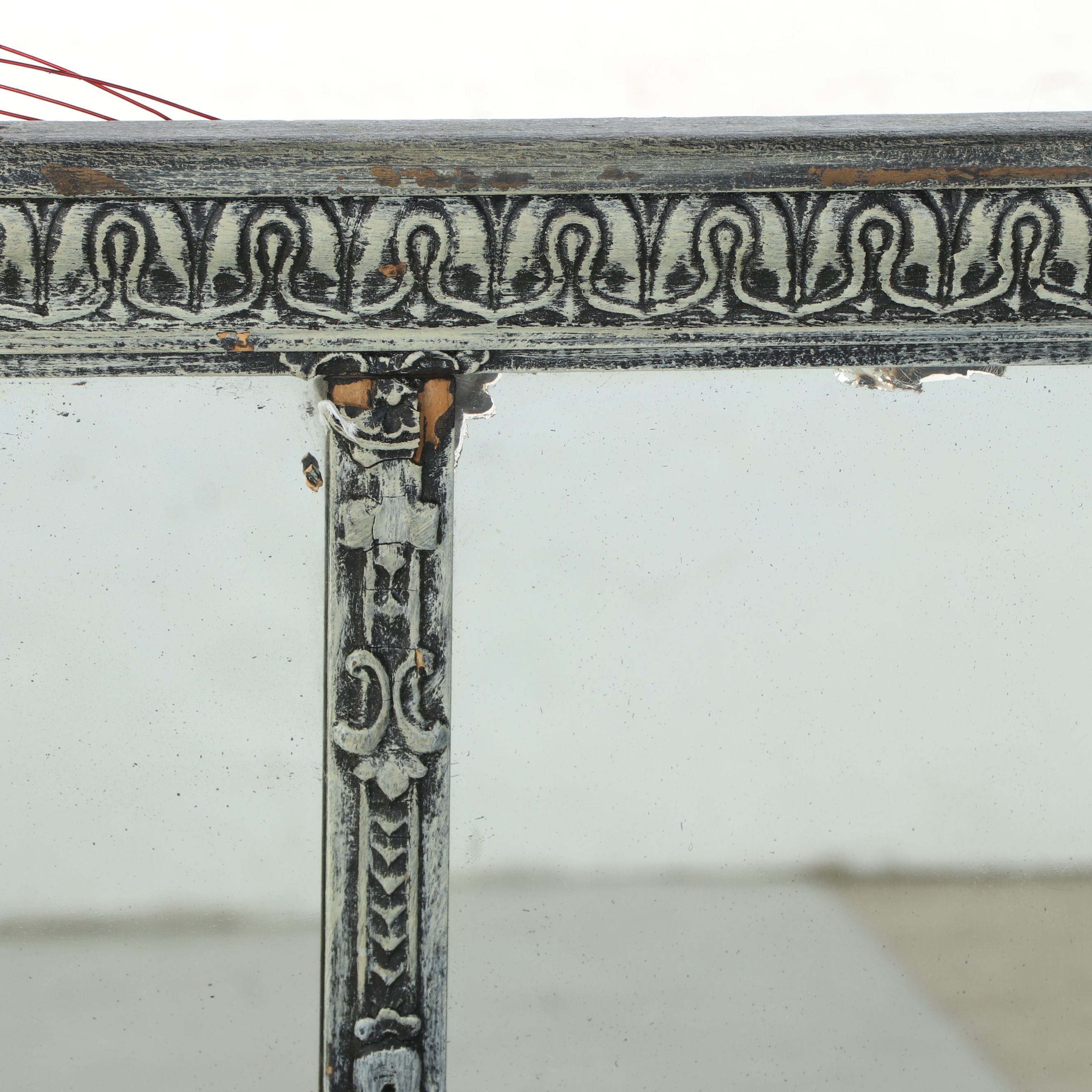 Neoclassical Style Sideboard Buffet Distress-Painted Mirror