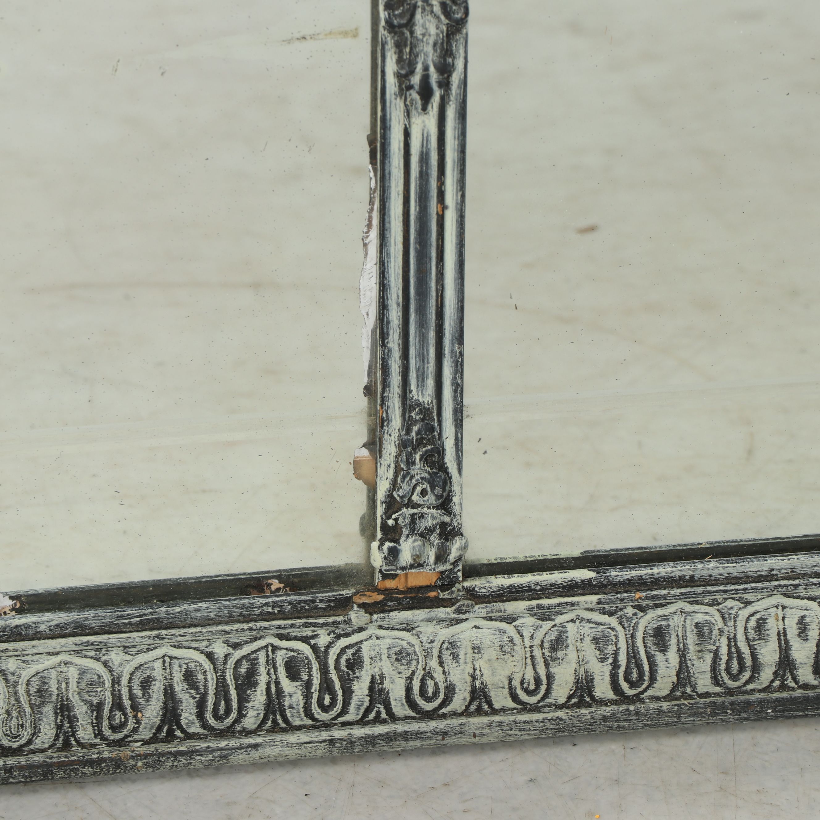 Neoclassical Style Sideboard Buffet Distress-Painted Mirror