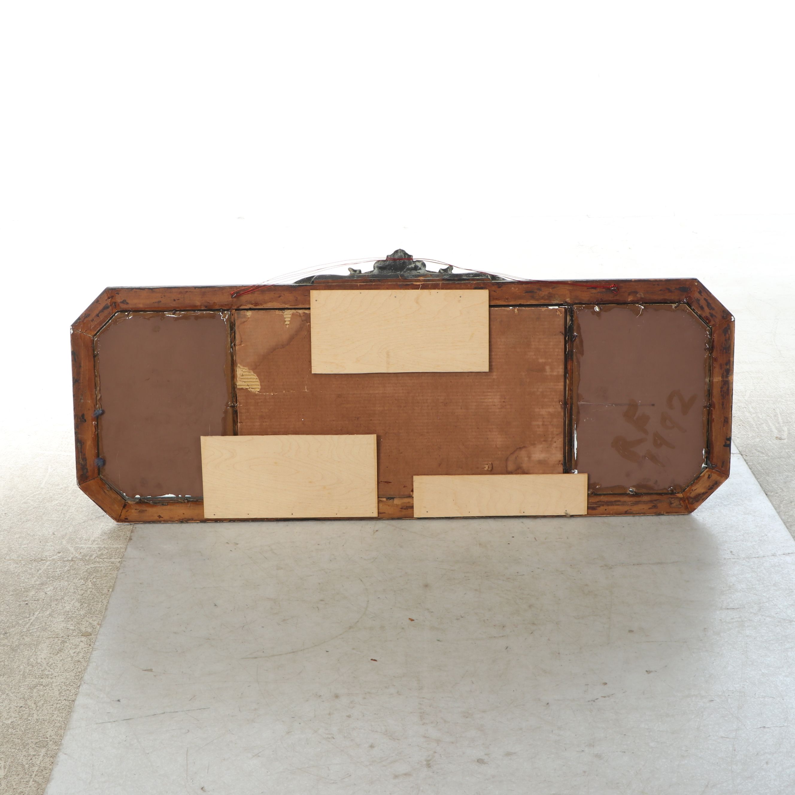 Neoclassical Style Sideboard Buffet Distress-Painted Mirror