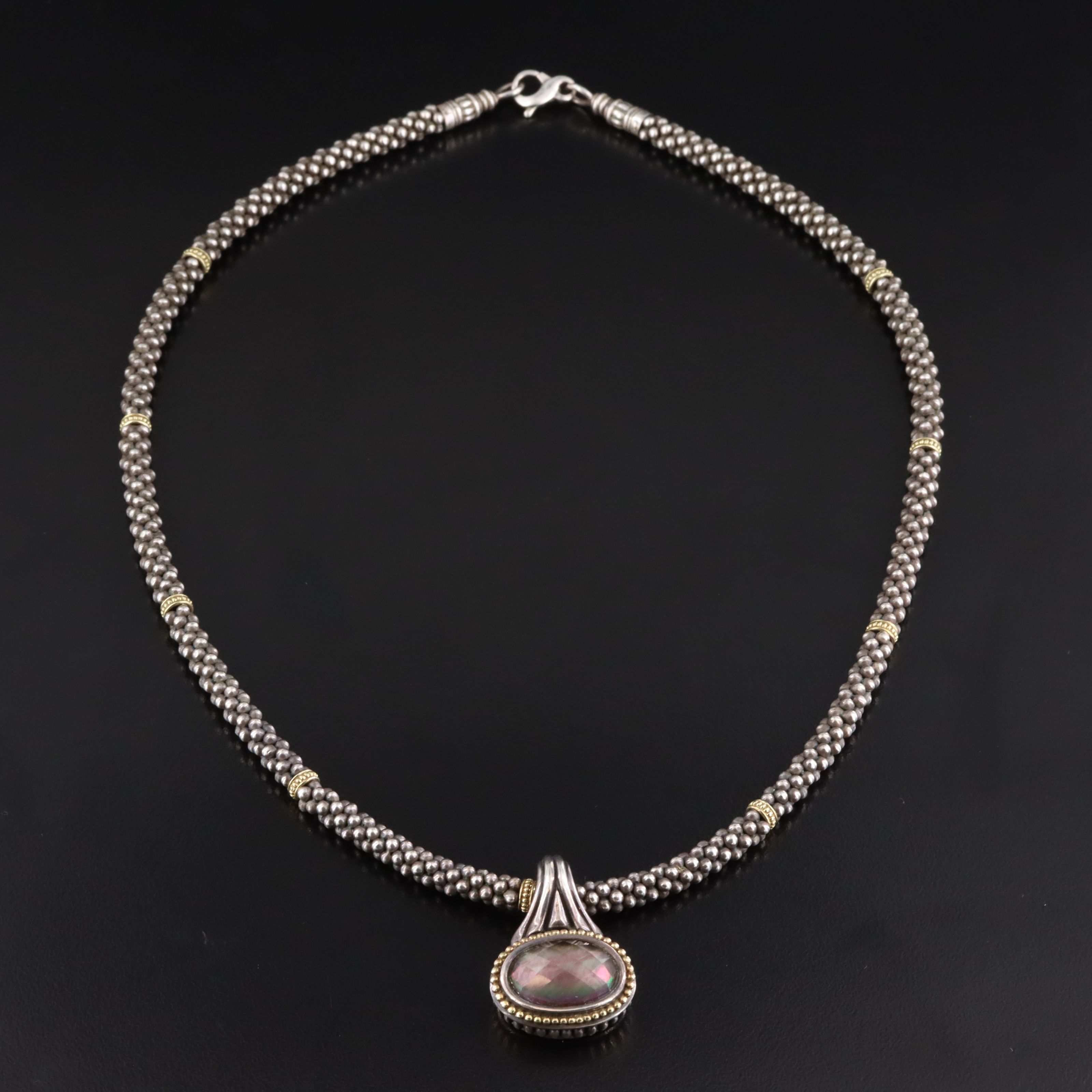 Caviar by Lagos Sterling Gemstone Enhancer on Station Chain with 18K Accents