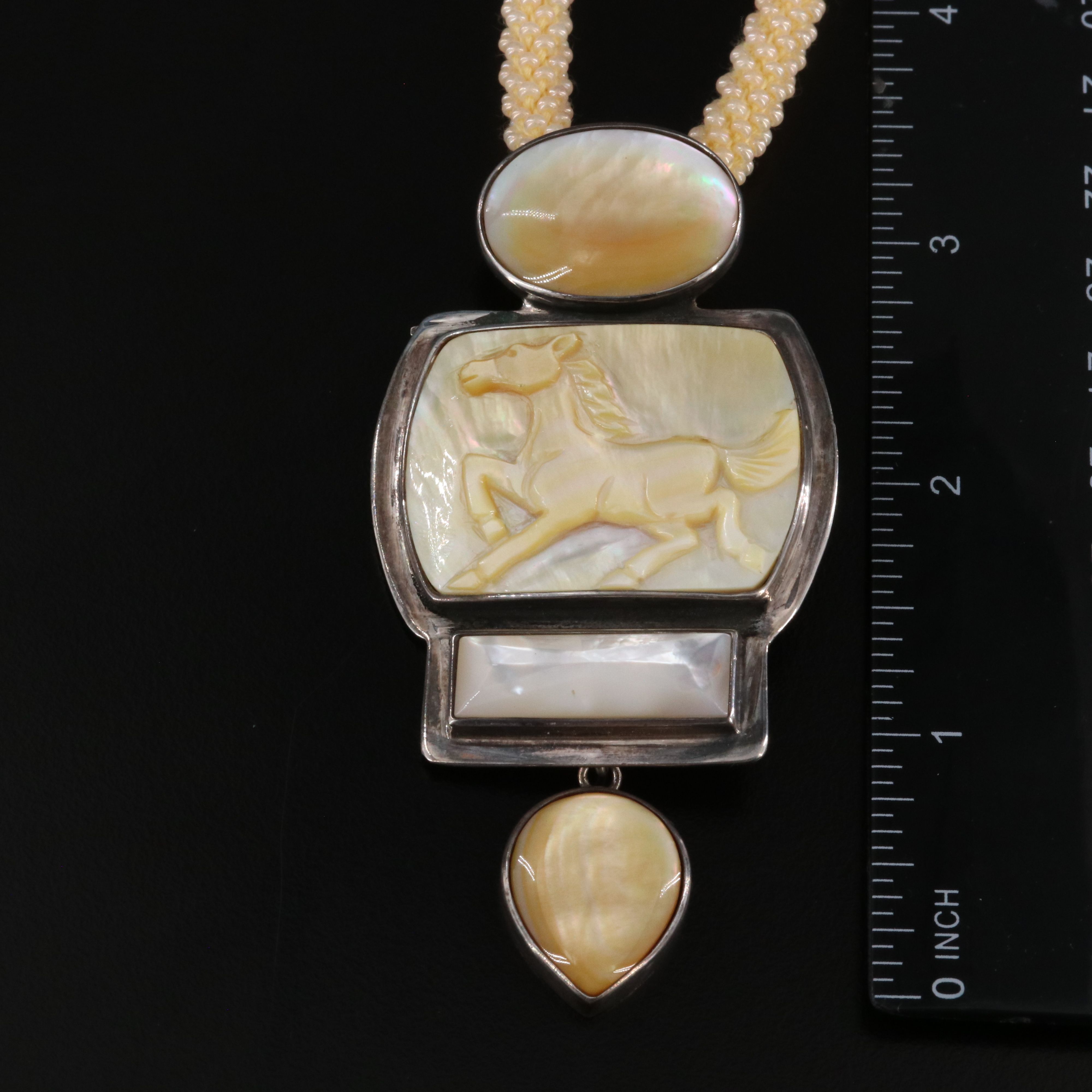 Amy Kahn Russell Sterling Mother-of-Pearl Horse Enhancer Pendant Necklace