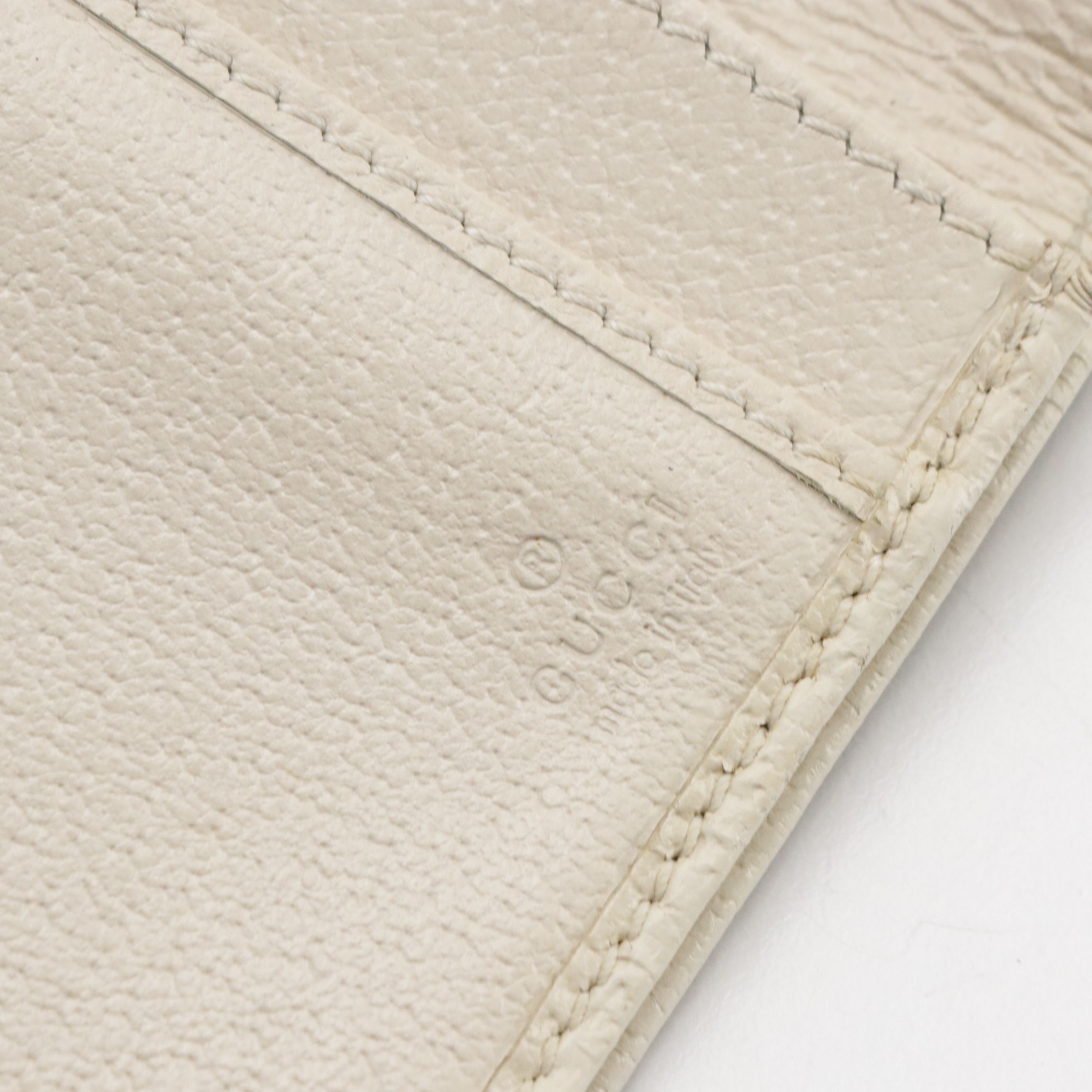 Gucci Long Bifold Wallet in Web Striped GG Canvas and White Leather