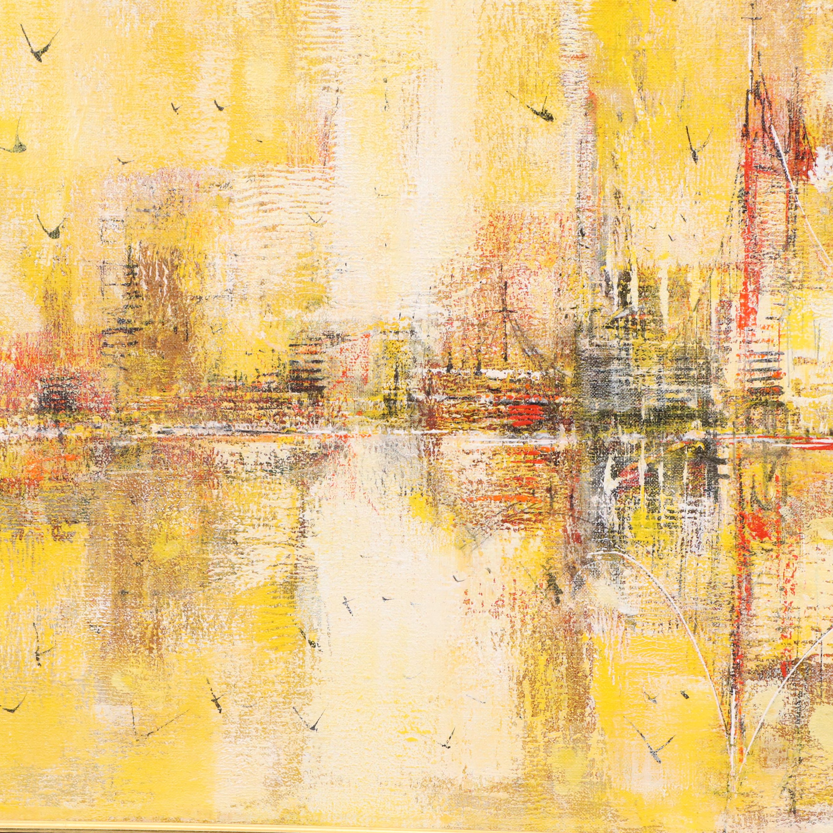 Danny Garcia Textured Acrylic Painting of Red Bridge, 1969