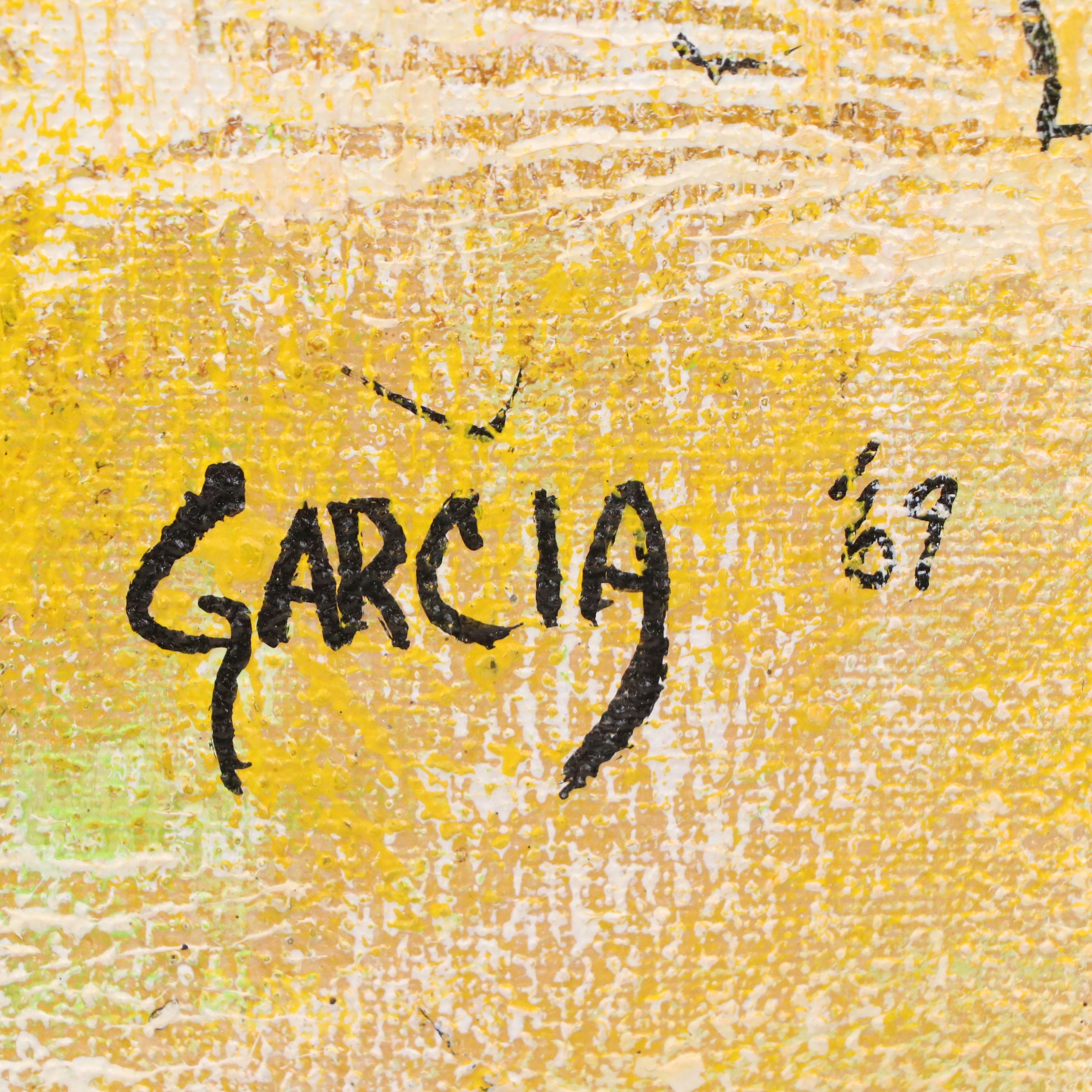 Danny Garcia Textured Acrylic Painting of Red Bridge, 1969