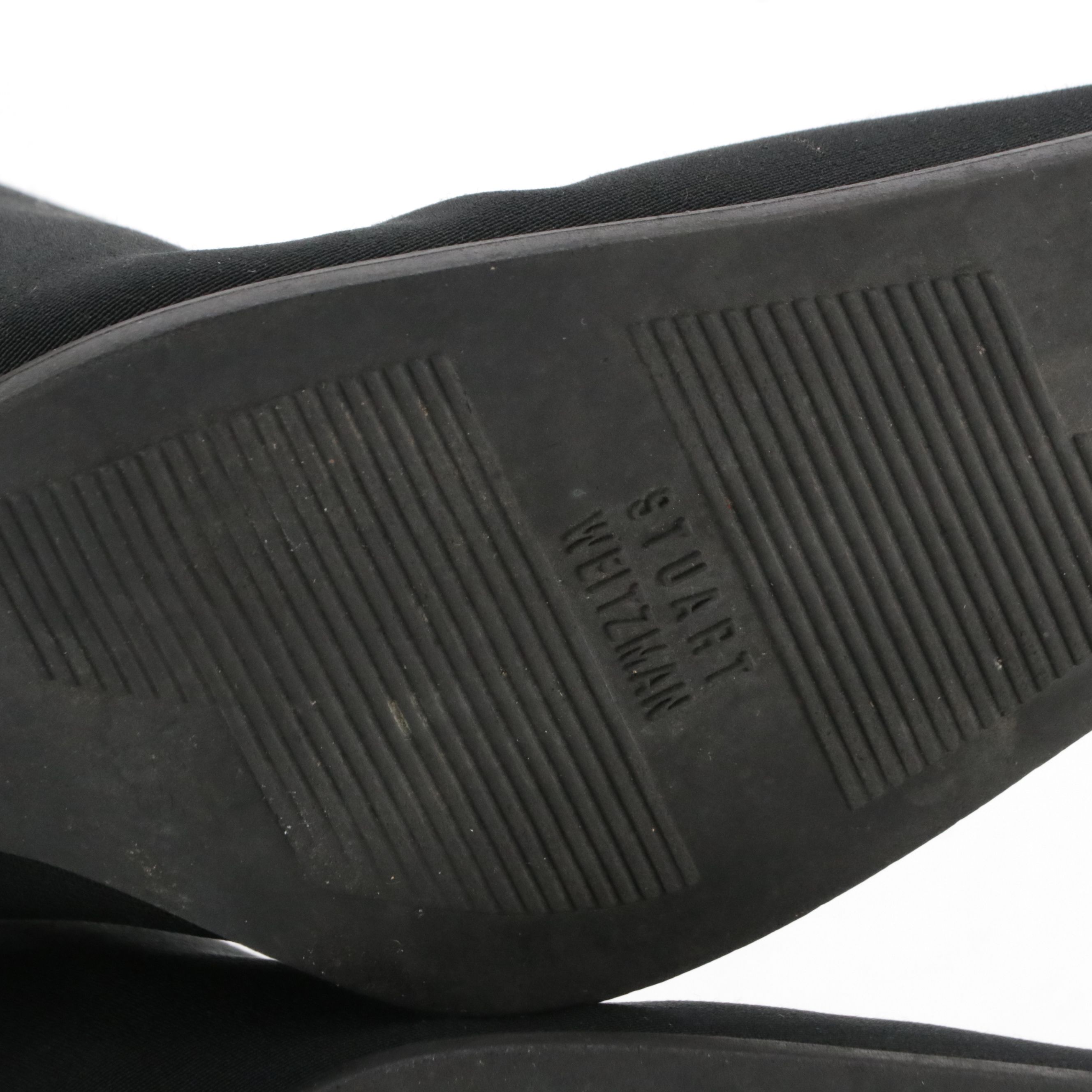 Stuart Weitzman Black Textile Ankle Zip Boots with Block Heel