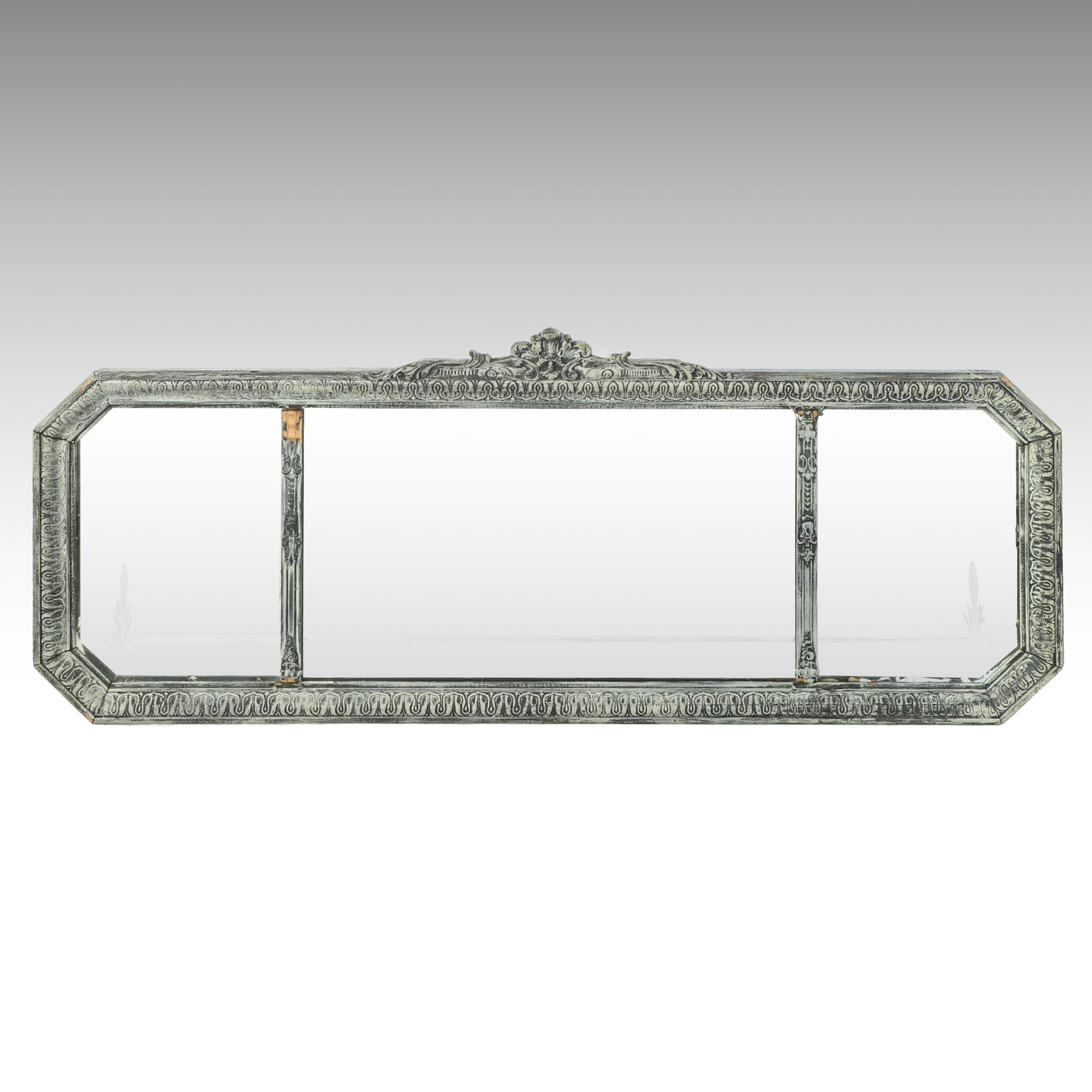 Neoclassical Style Sideboard Buffet Distress-Painted Mirror