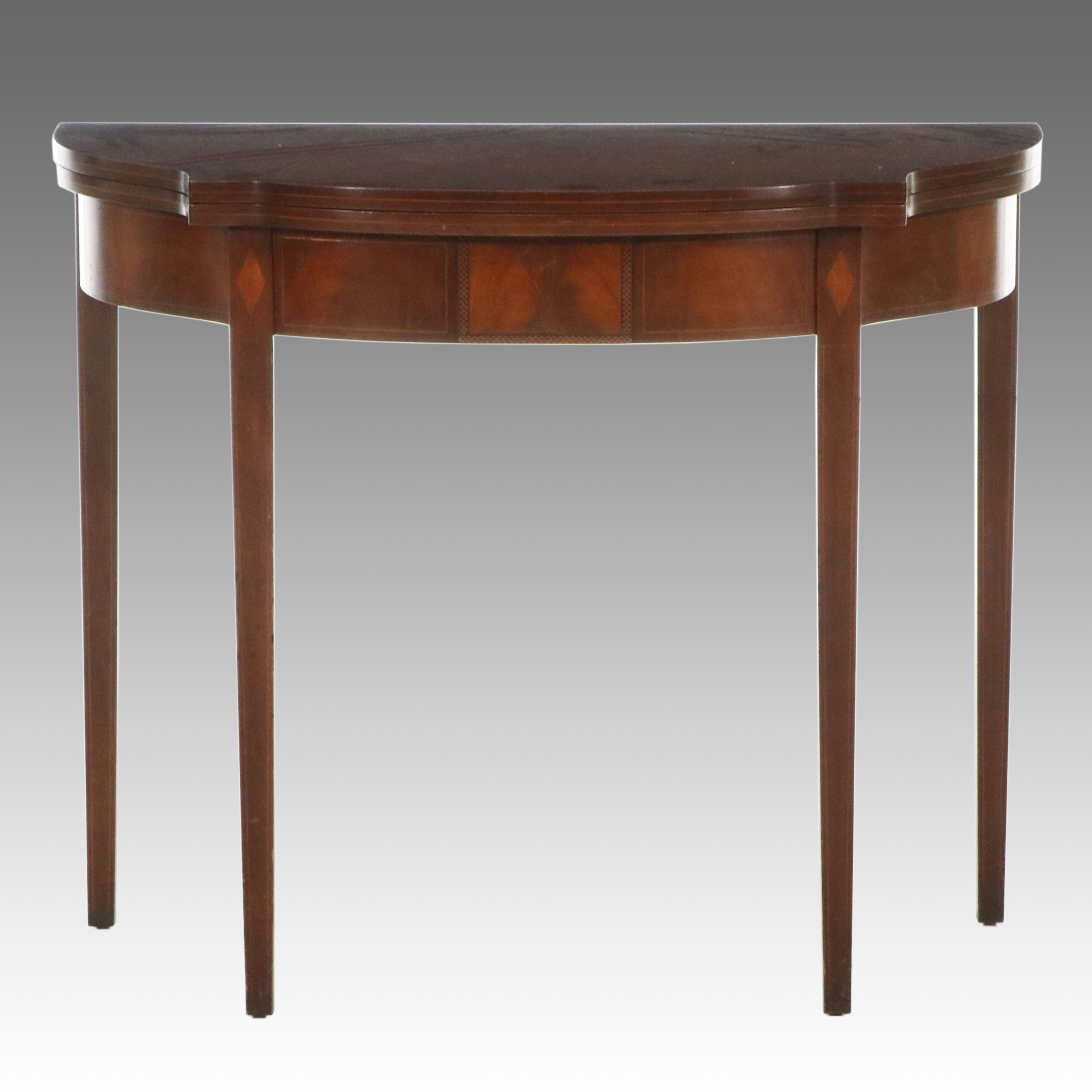 Imperial Furniture Co. Hepplewhite Style Mahogany Demilune Games Table