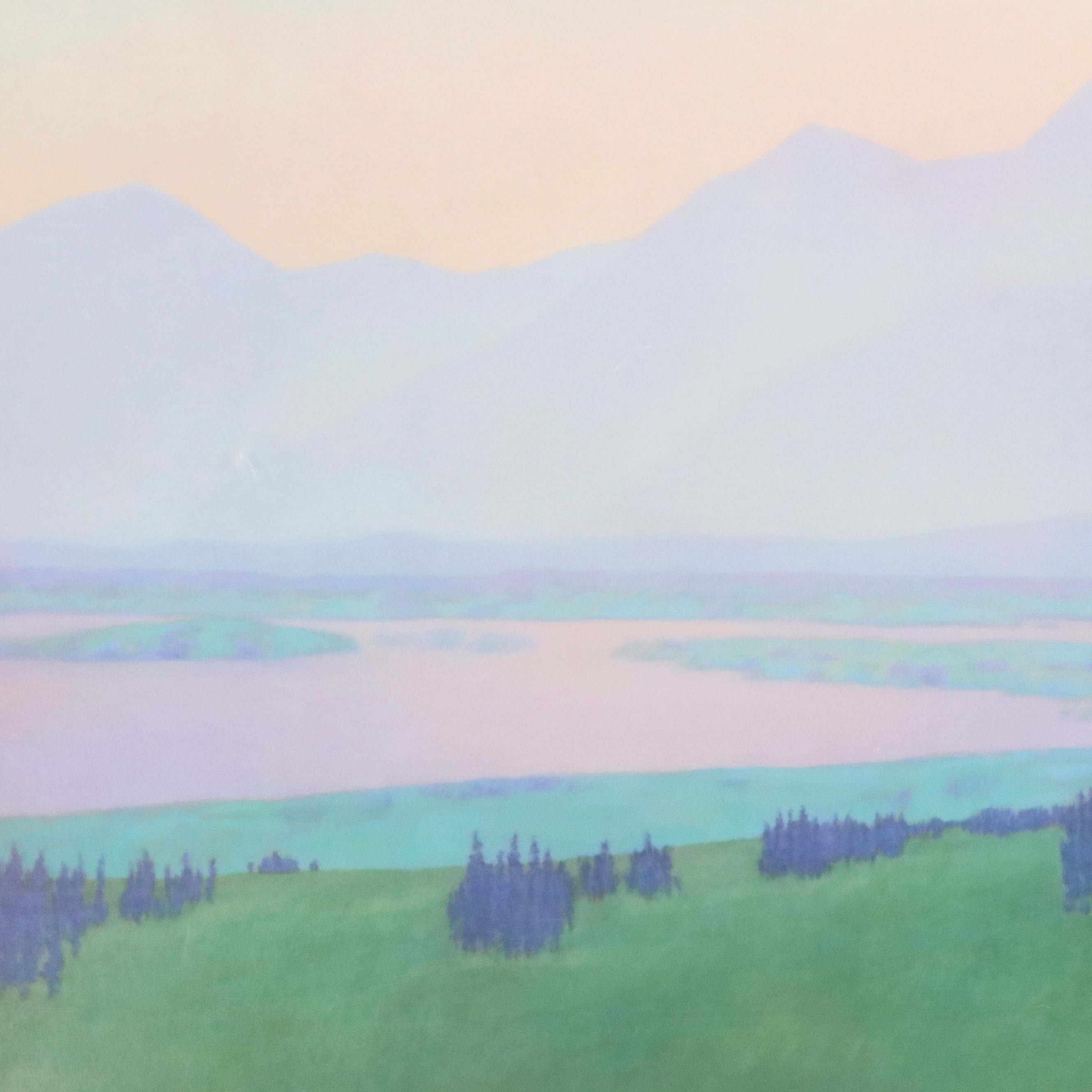 After Vilnis Strazdins Offset Litho of Mountain Landscape with Lupines, 1981