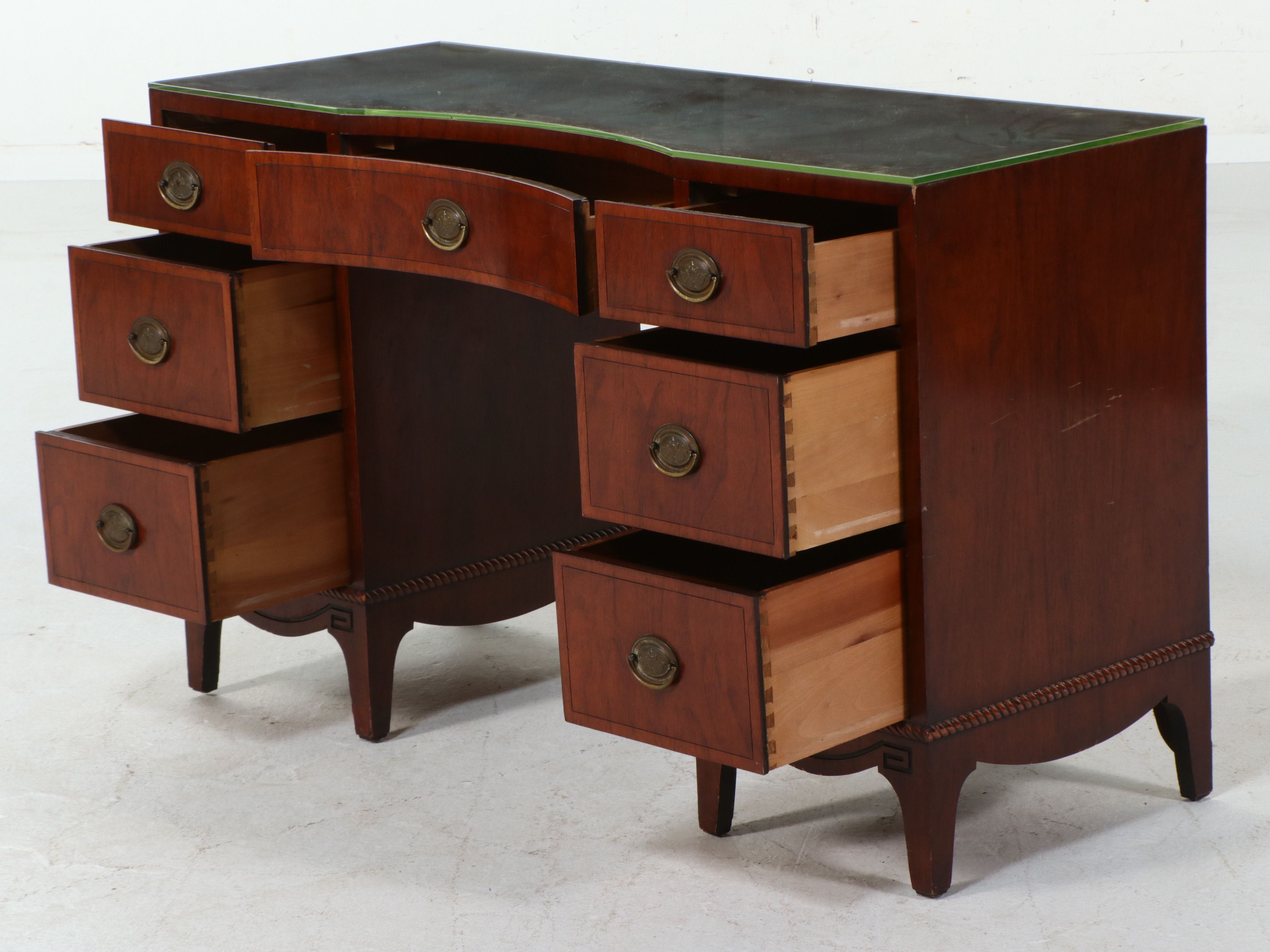 Federal Style Inlaid Mahogany Kneehole Desk, 20th Century