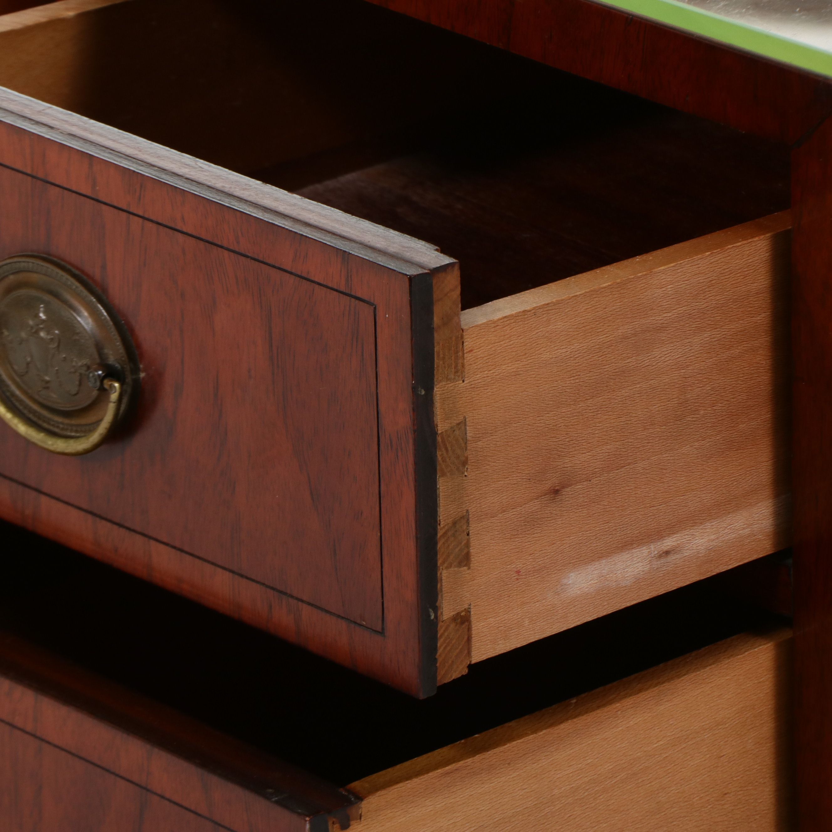 Federal Style Inlaid Mahogany Kneehole Desk, 20th Century