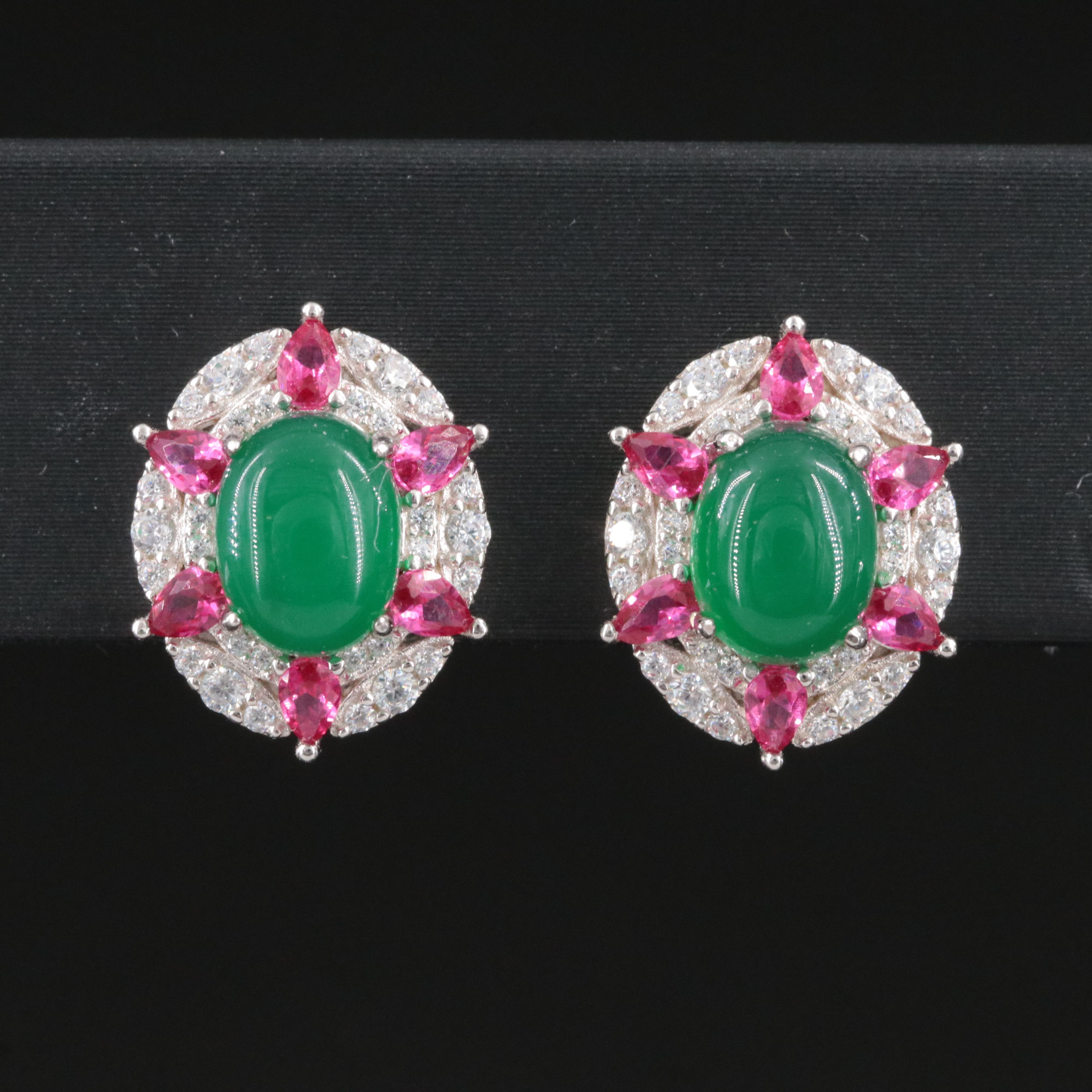 Sterling Earrings Including Chalcedony, Ruby and CZ