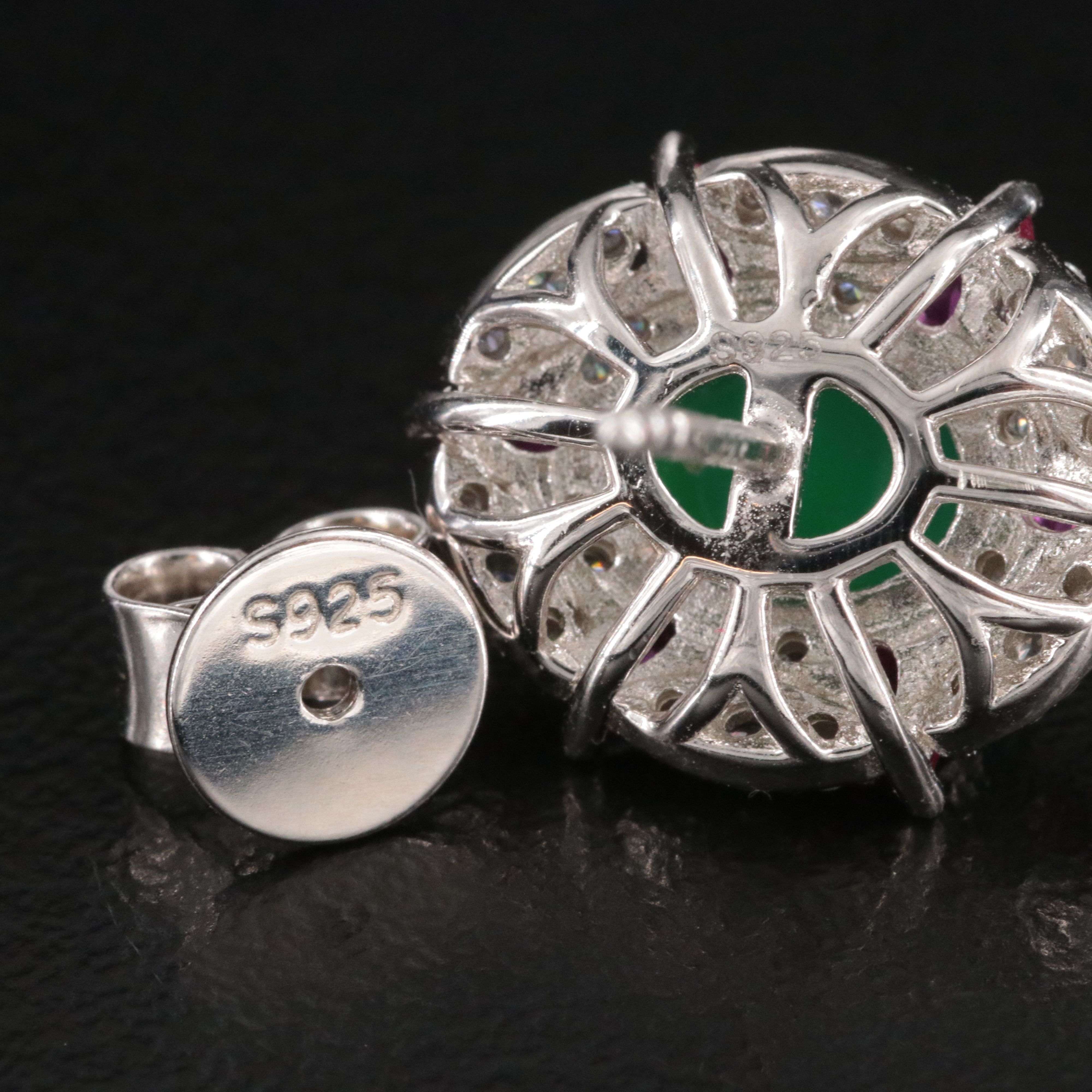 Sterling Earrings Including Chalcedony, Ruby and CZ