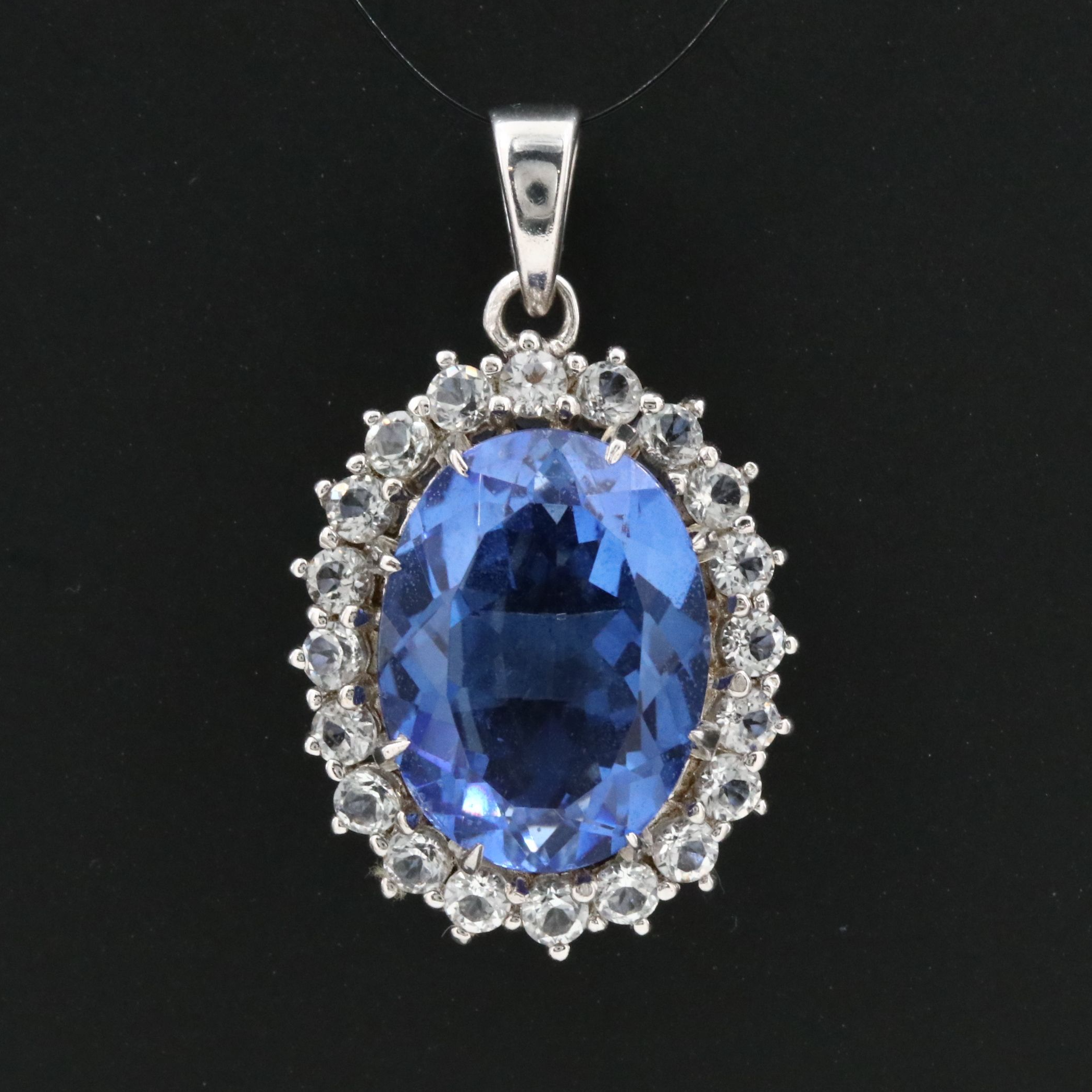 Sterling Spinel Triplet and White Topaz Pendant