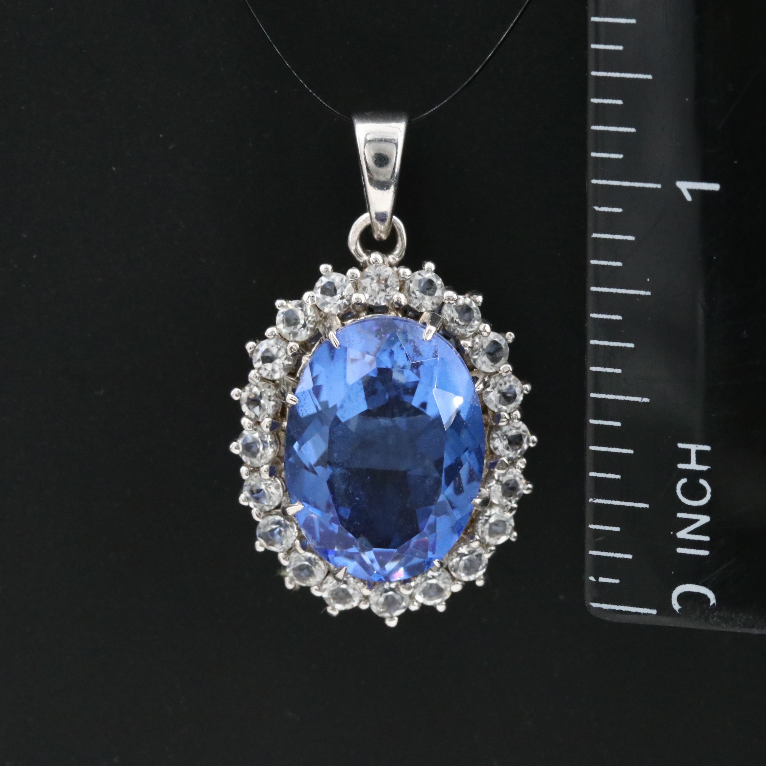 Sterling Spinel Triplet and White Topaz Pendant