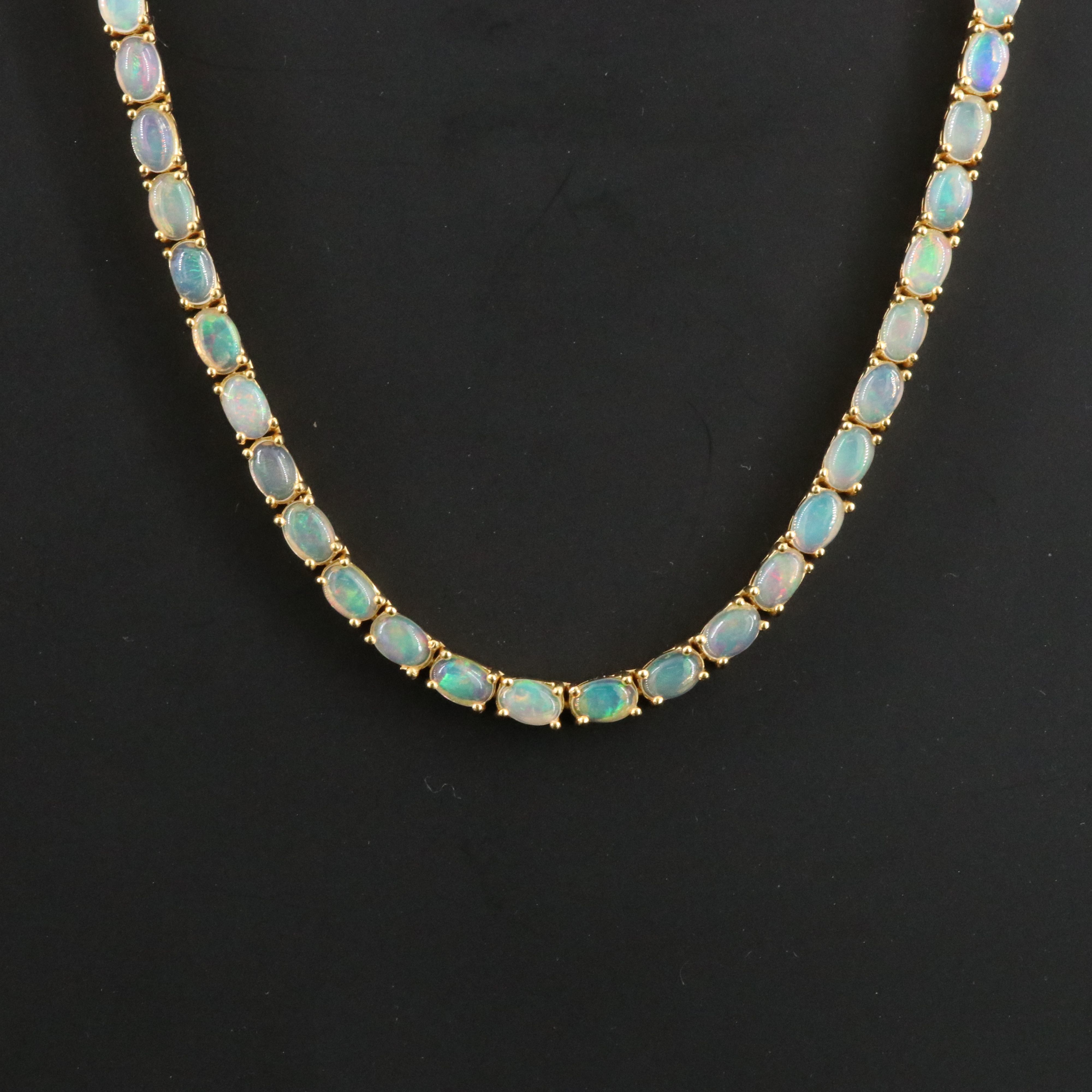 Sterling Opal Line Necklace