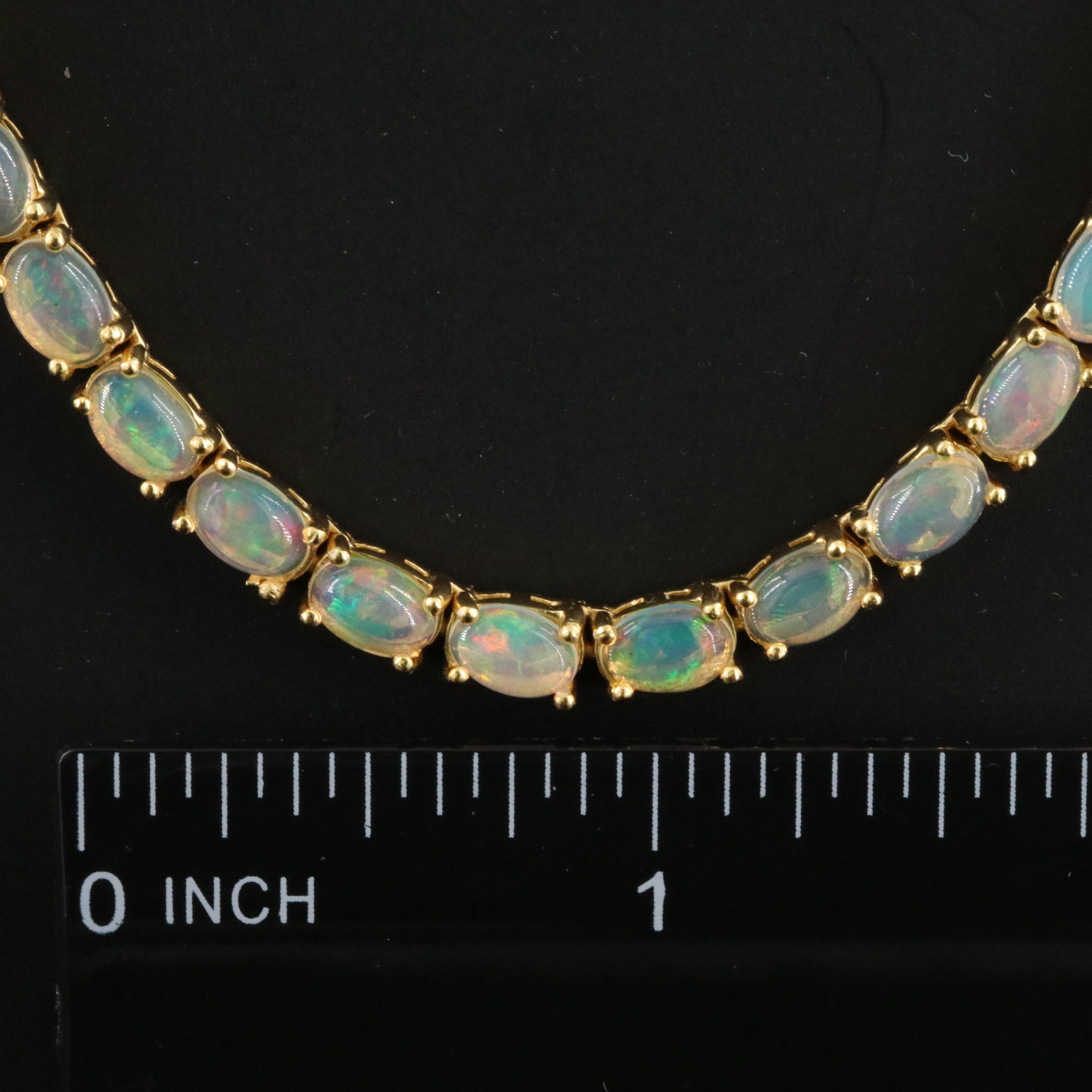 Sterling Opal Line Necklace