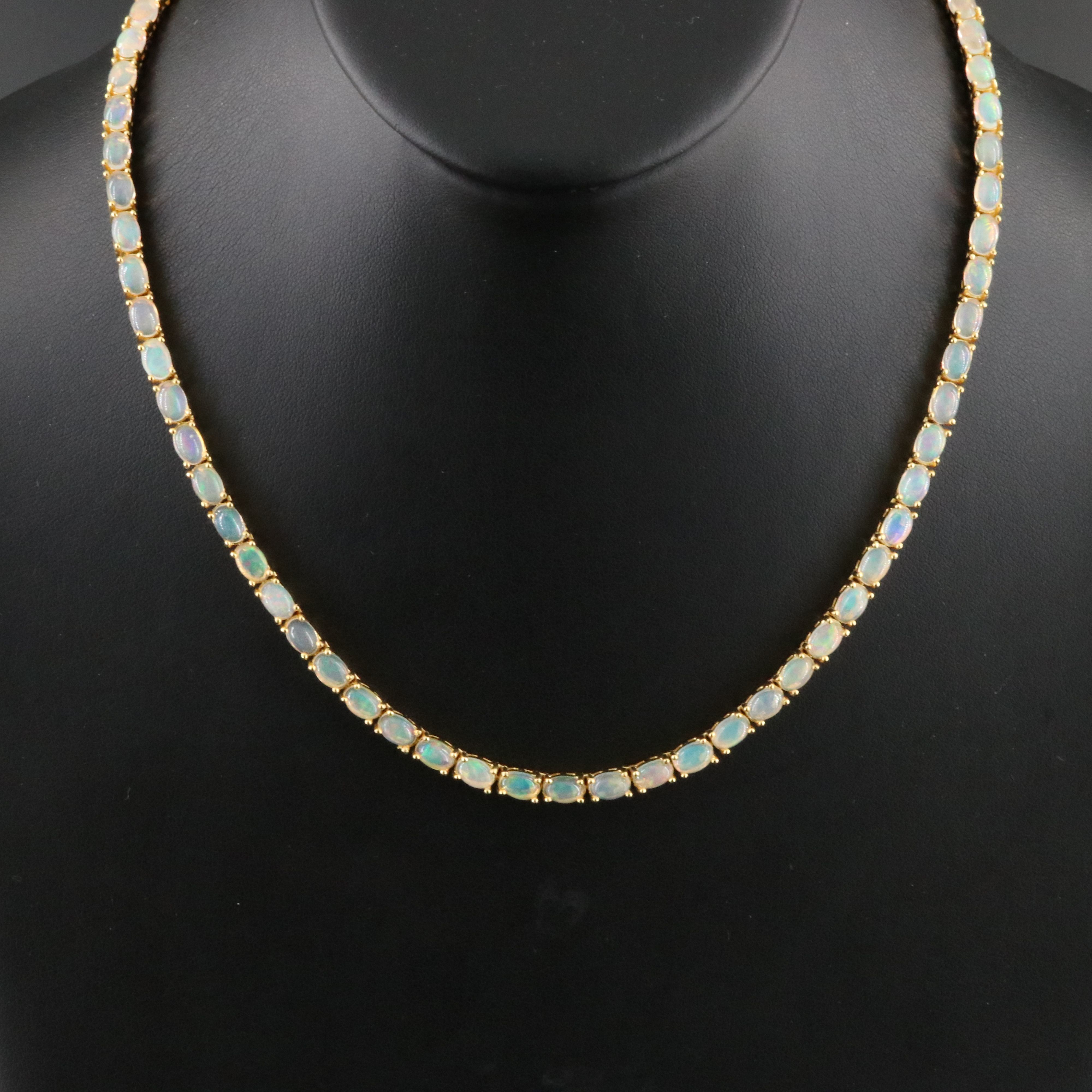 Sterling Opal Line Necklace