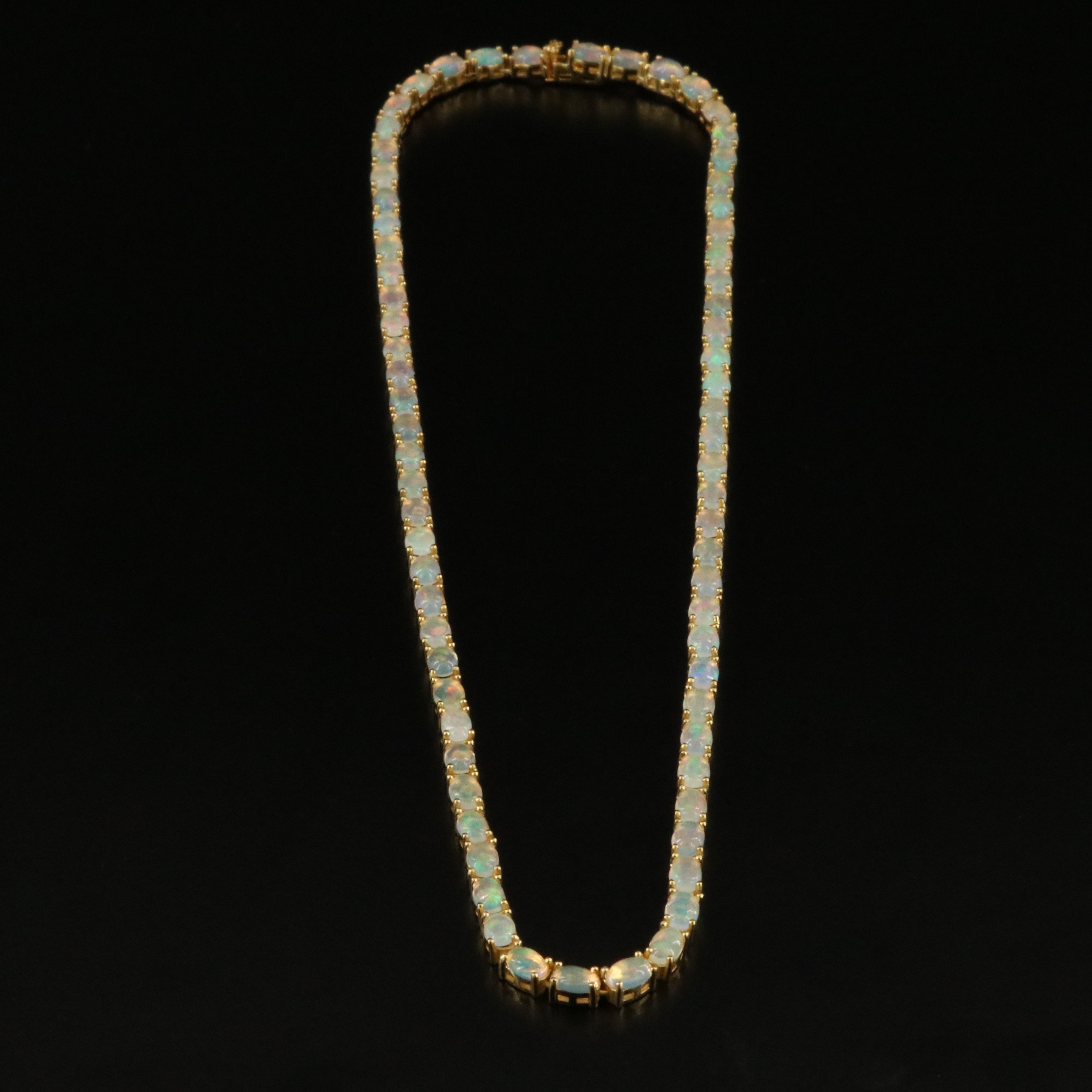 Sterling Opal Line Necklace