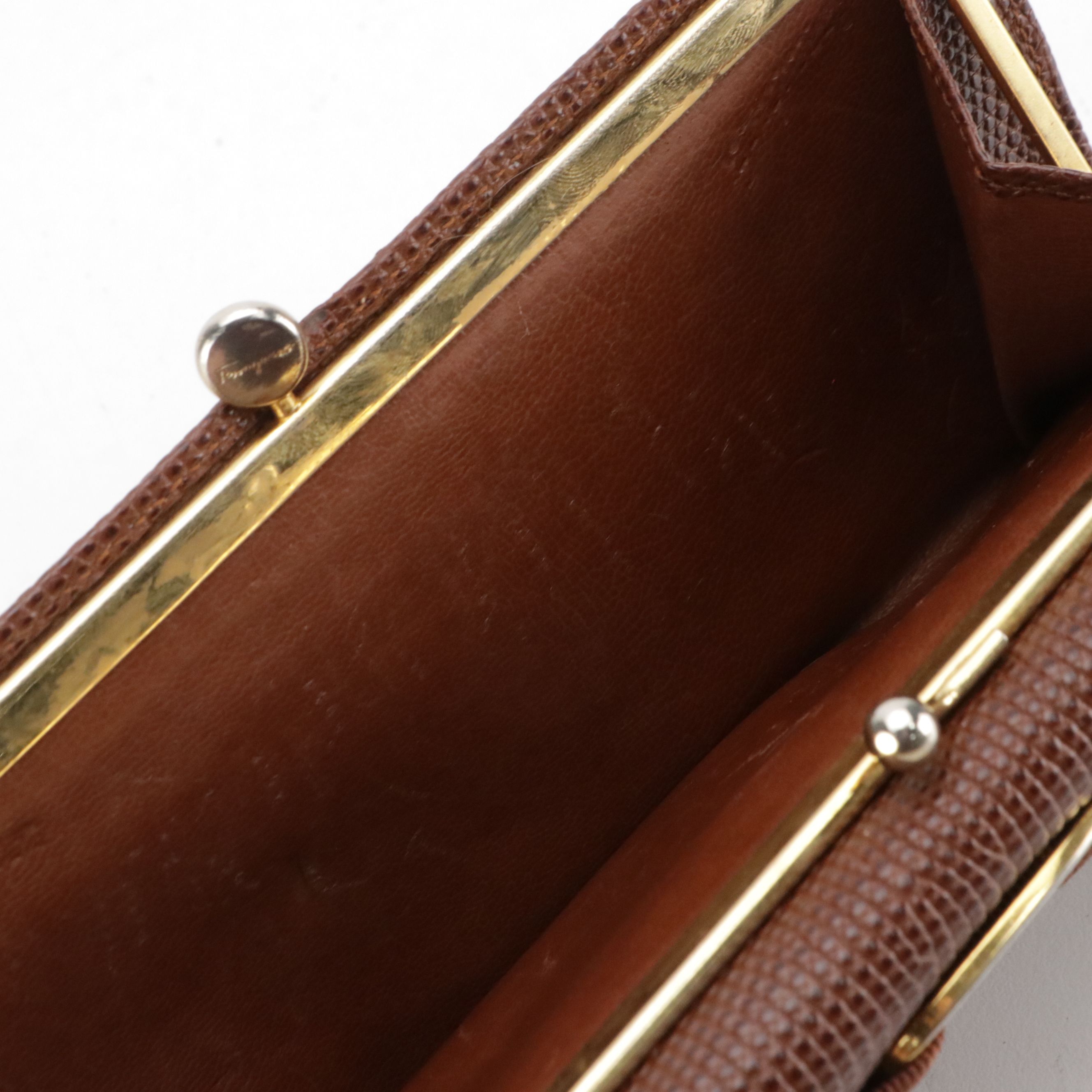 Salvatore Ferragamo Vara Ribbon Long Trifold Wallet in Lizard Embossed Leather