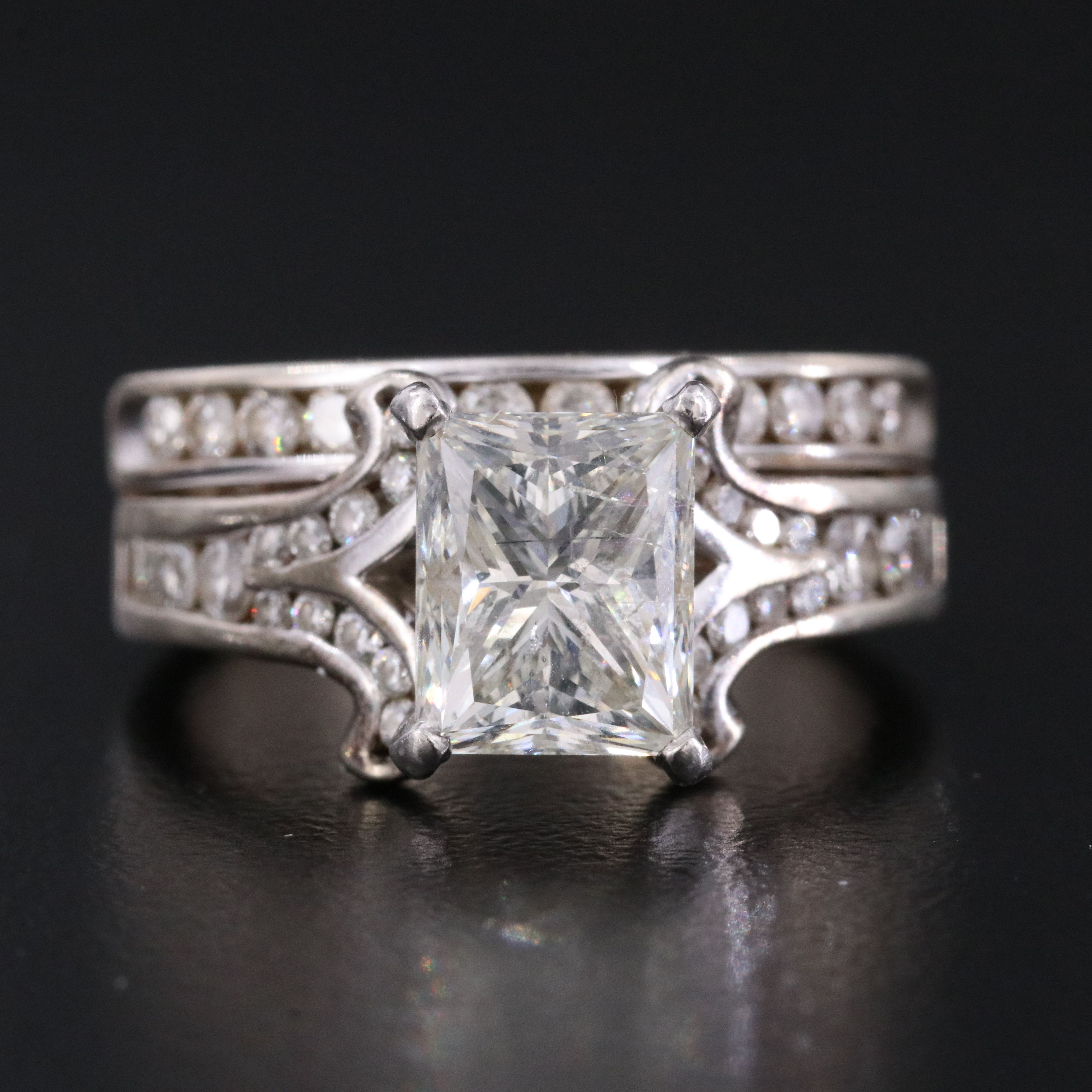 14K 3.38 CTW Diamond Ring with Platinum Accent