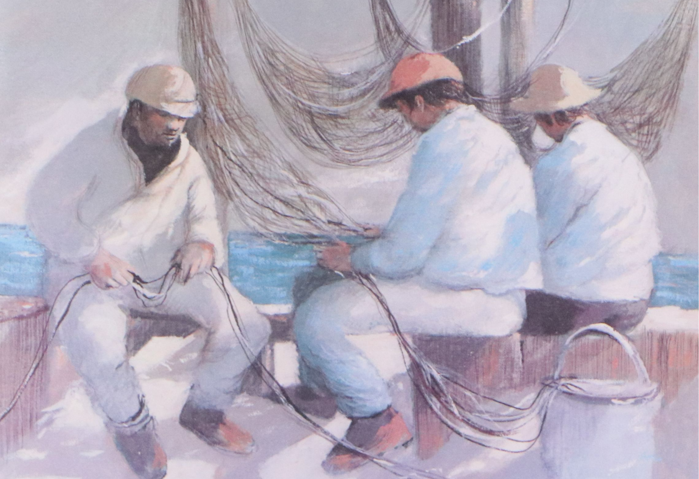 Robert Fabe Offset Lithograph "Net Menders"