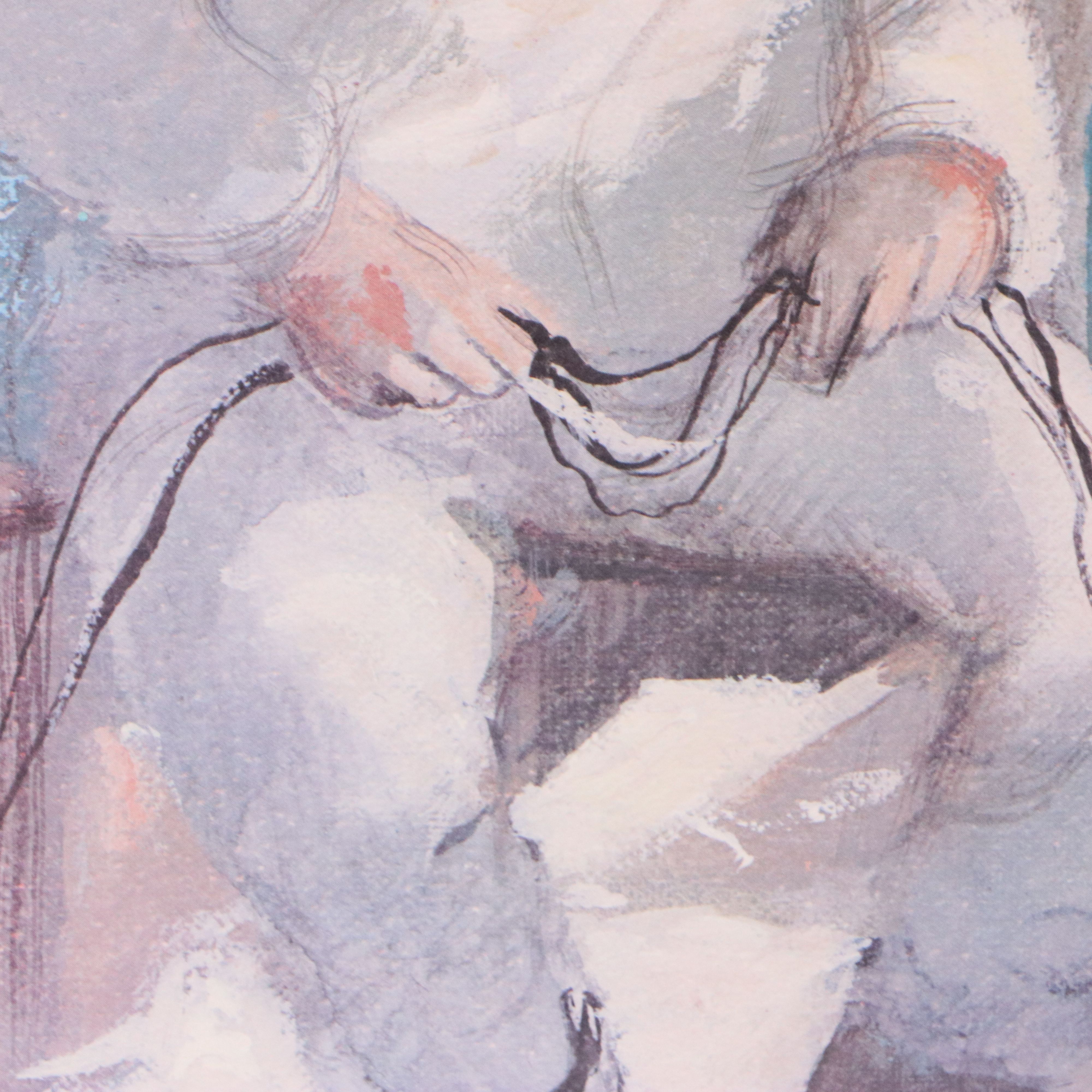 Robert Fabe Offset Lithograph "Net Menders"