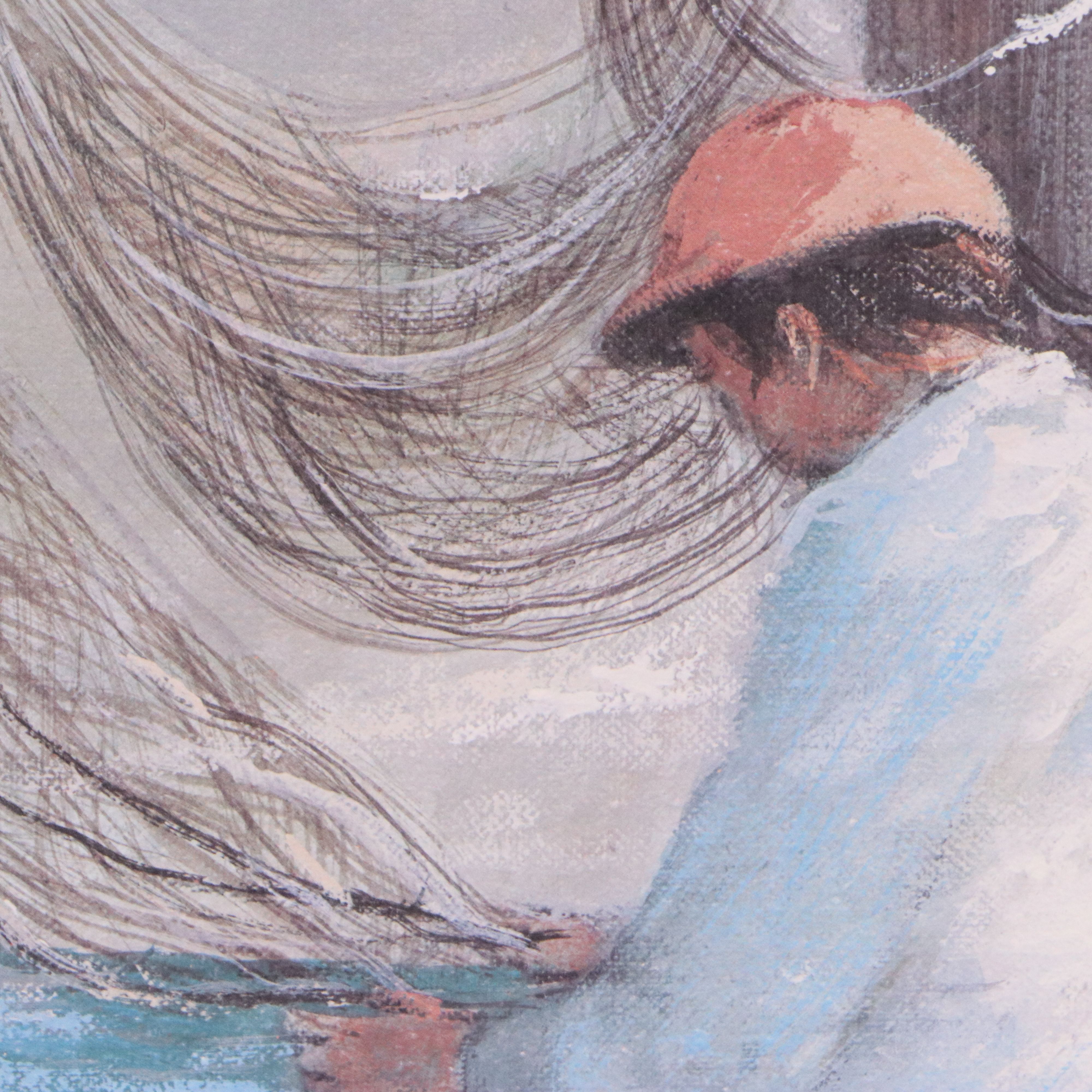 Robert Fabe Offset Lithograph "Net Menders"